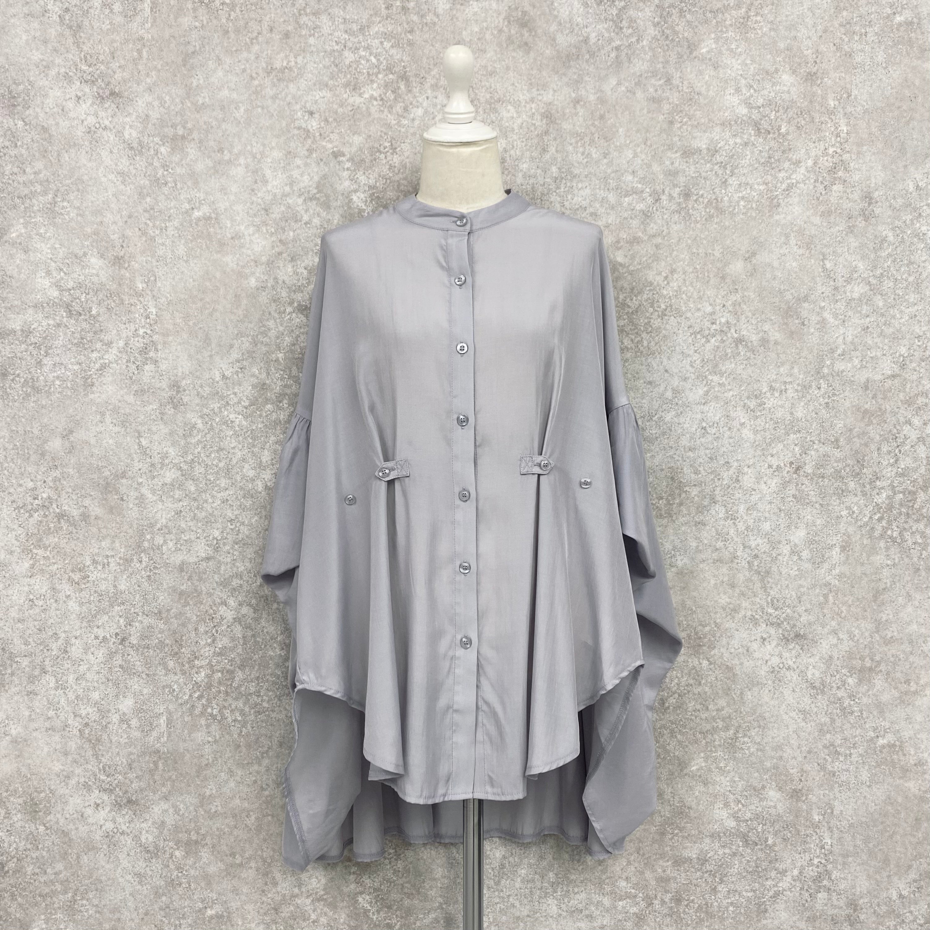【ASYMM】COCOON FLOW SHIRT -blue gray-