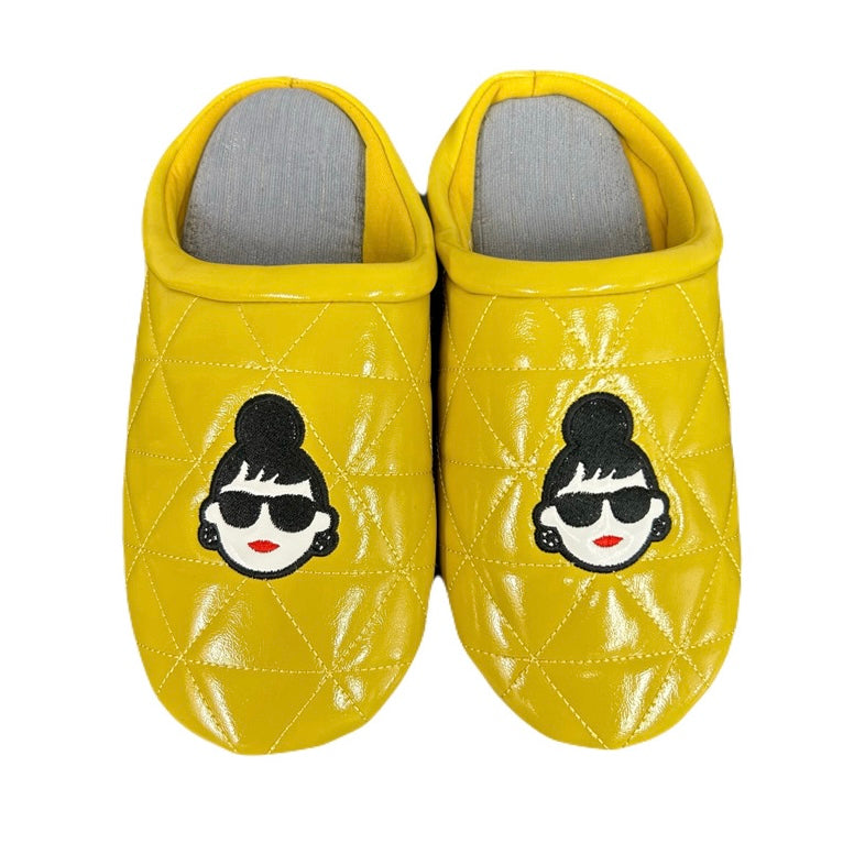 【HAPPYFACE】EMMA キルトスリッパ -イエロー- ※3/19~3/25迄に順次配送予定