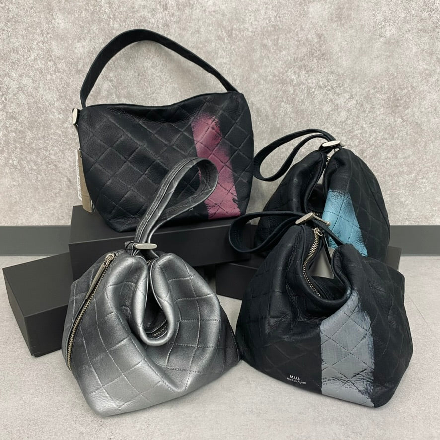 【MUL094-PK】ドロップ2way S オイルレザーキルティング(ブラック) ピンクライン ※10/29〜11/2より弊社事務所から順次発送