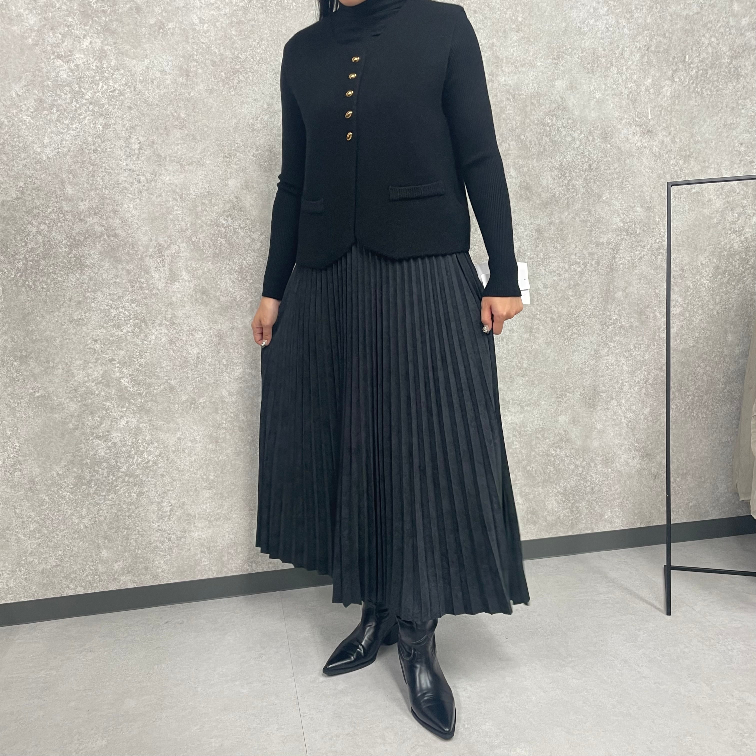 【予約】アコーディオンプリーツスカート ブラック ※11月下旬~12月上旬頃より順次配送予定