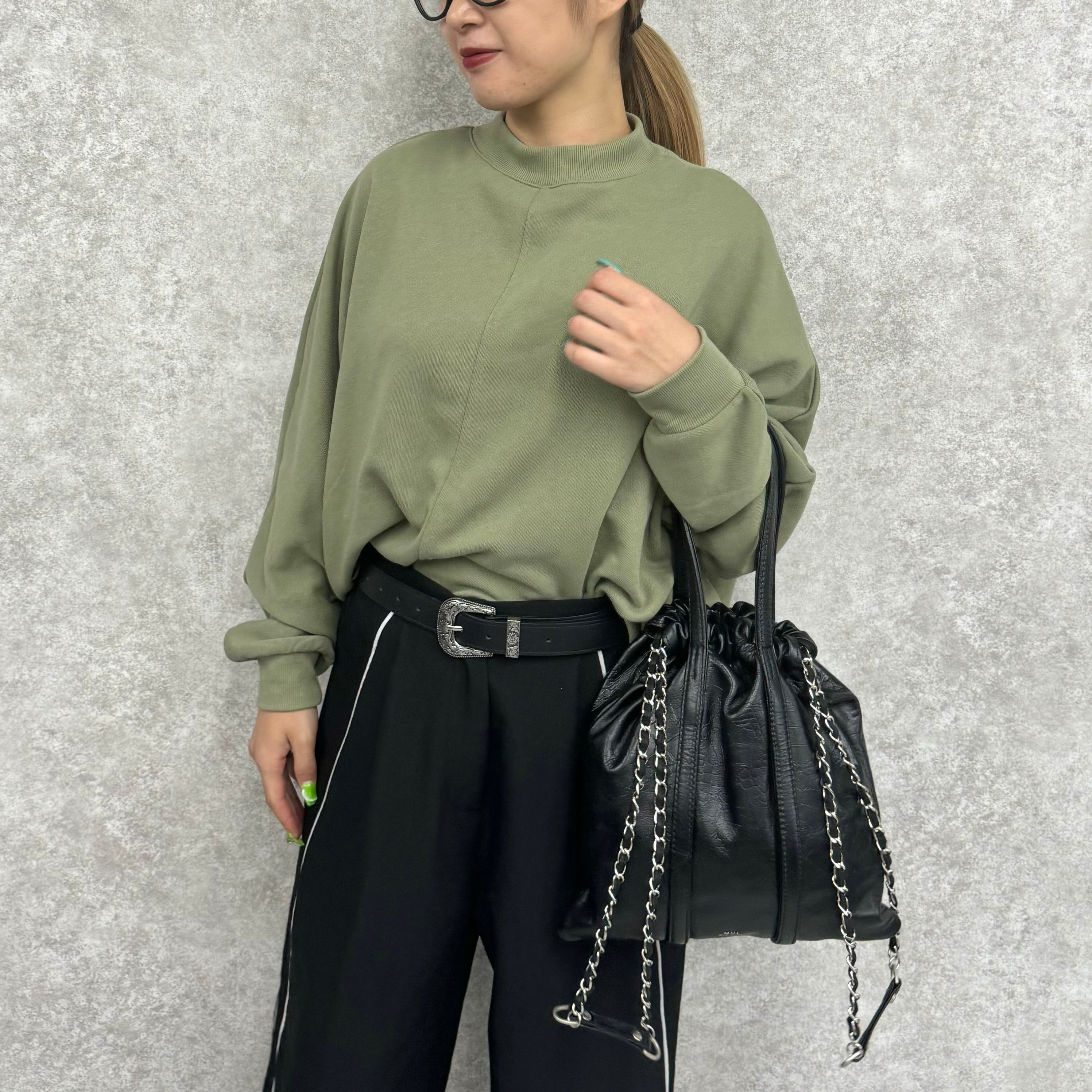 【予約】TC裏毛ドルマンスリーブプルオーバー -カーキ-   ※9月下旬より順次発送