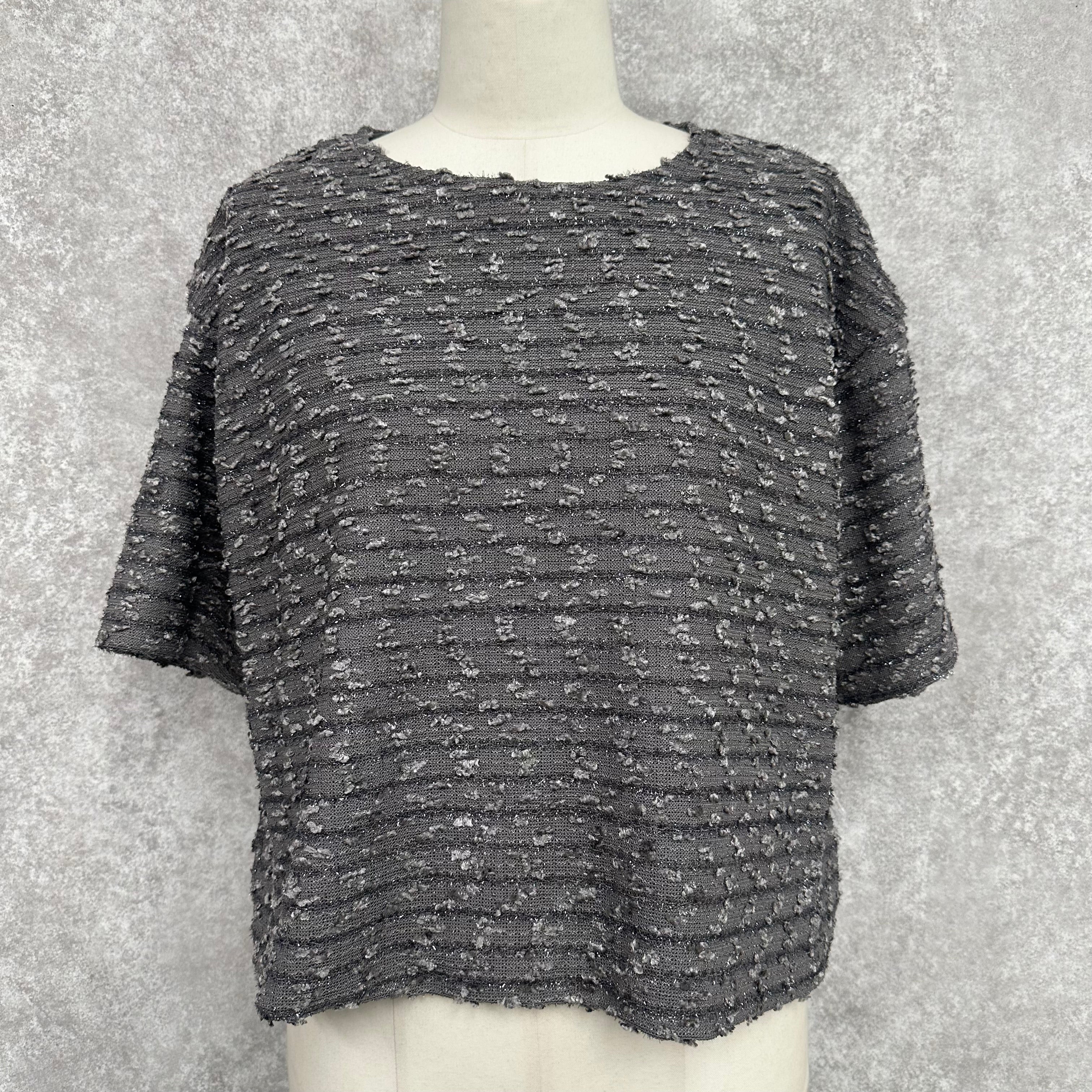 ツイード風トップス グレー ※1/21-27頃より順次配送予定