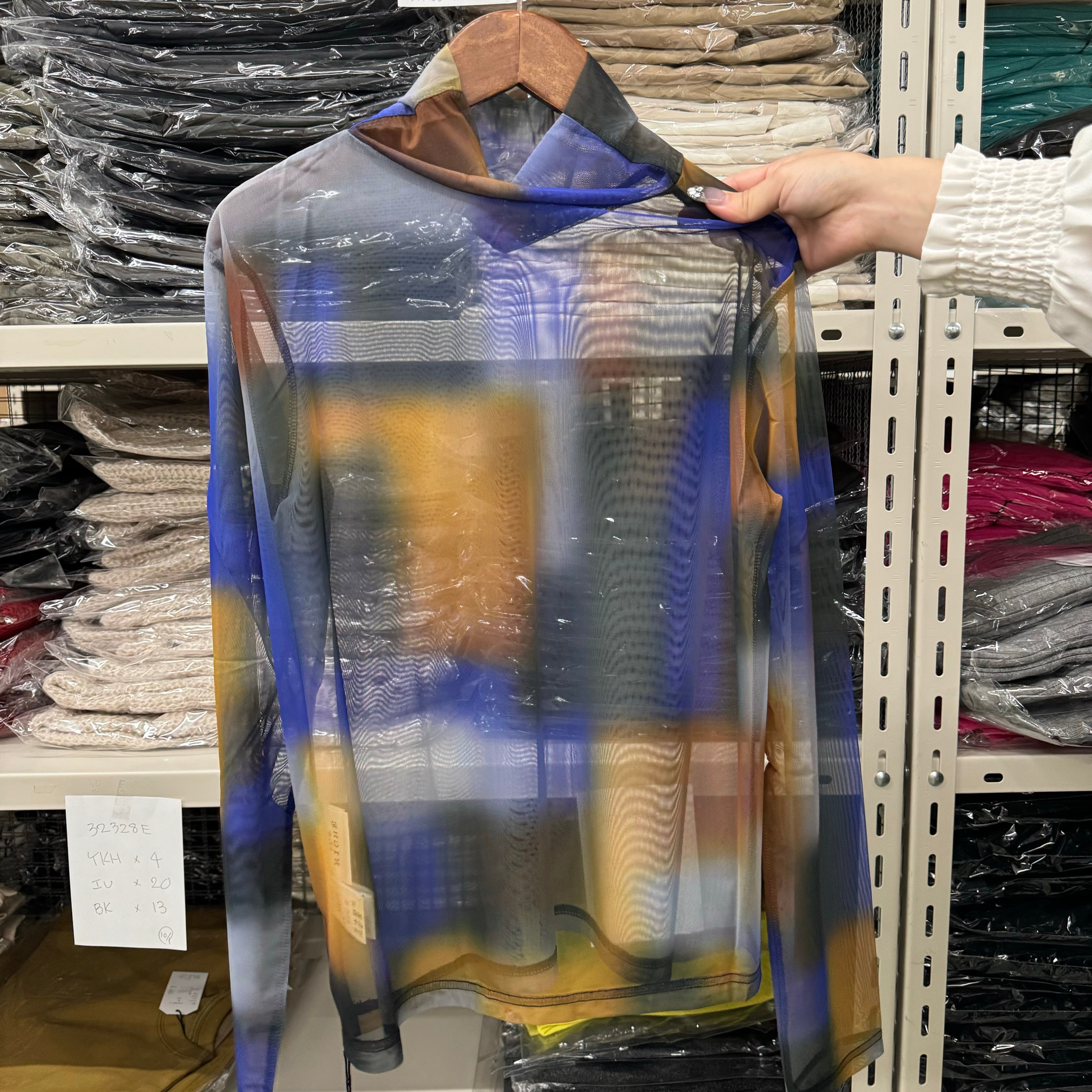 【Palm Riche】モザイクスクエア柄シアー-ブラック- ※10/22-28頃より順次配送予定