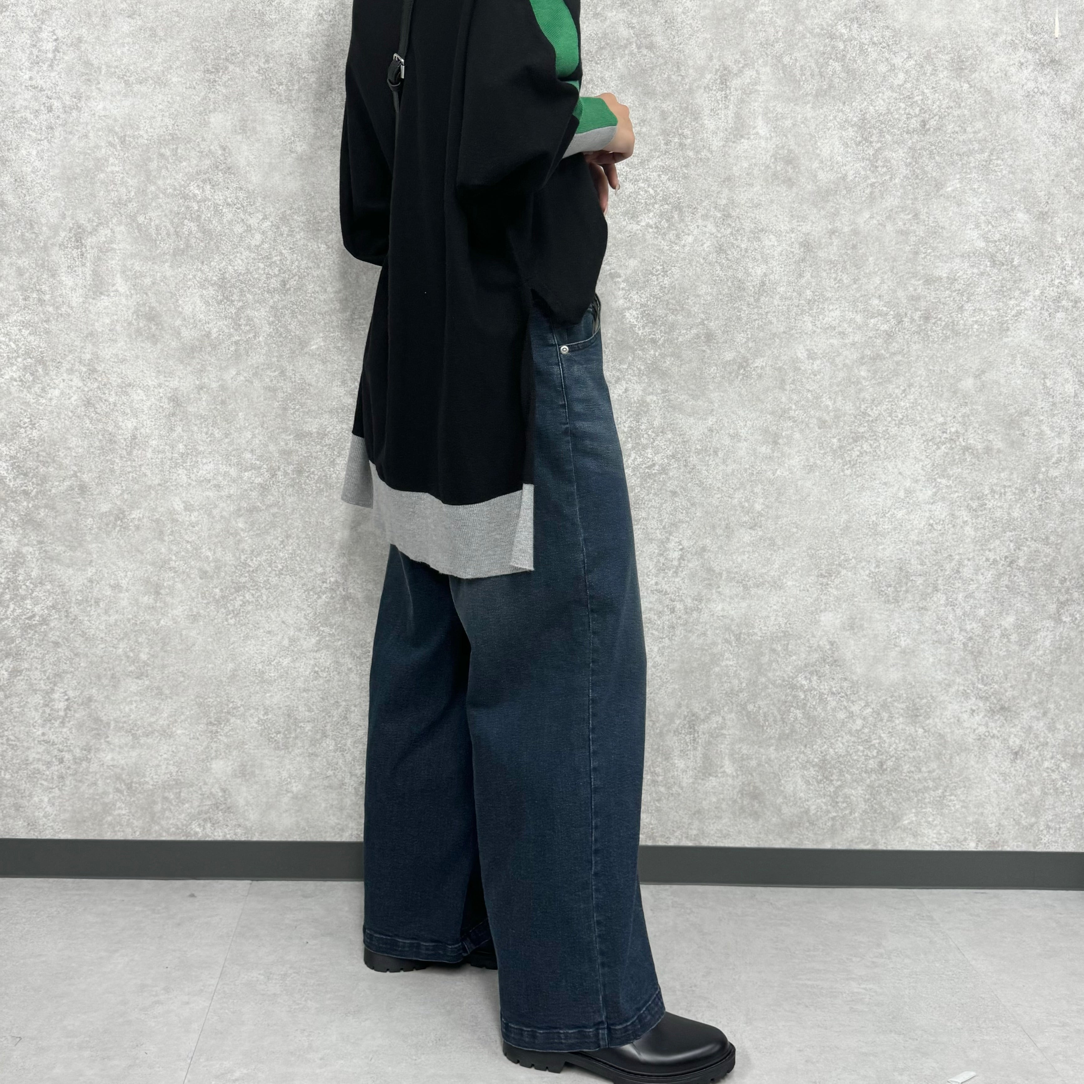 【PRIORITY】デニムパンツ インディゴ 裏起毛 38サイズ  ※9月下旬より順次発送