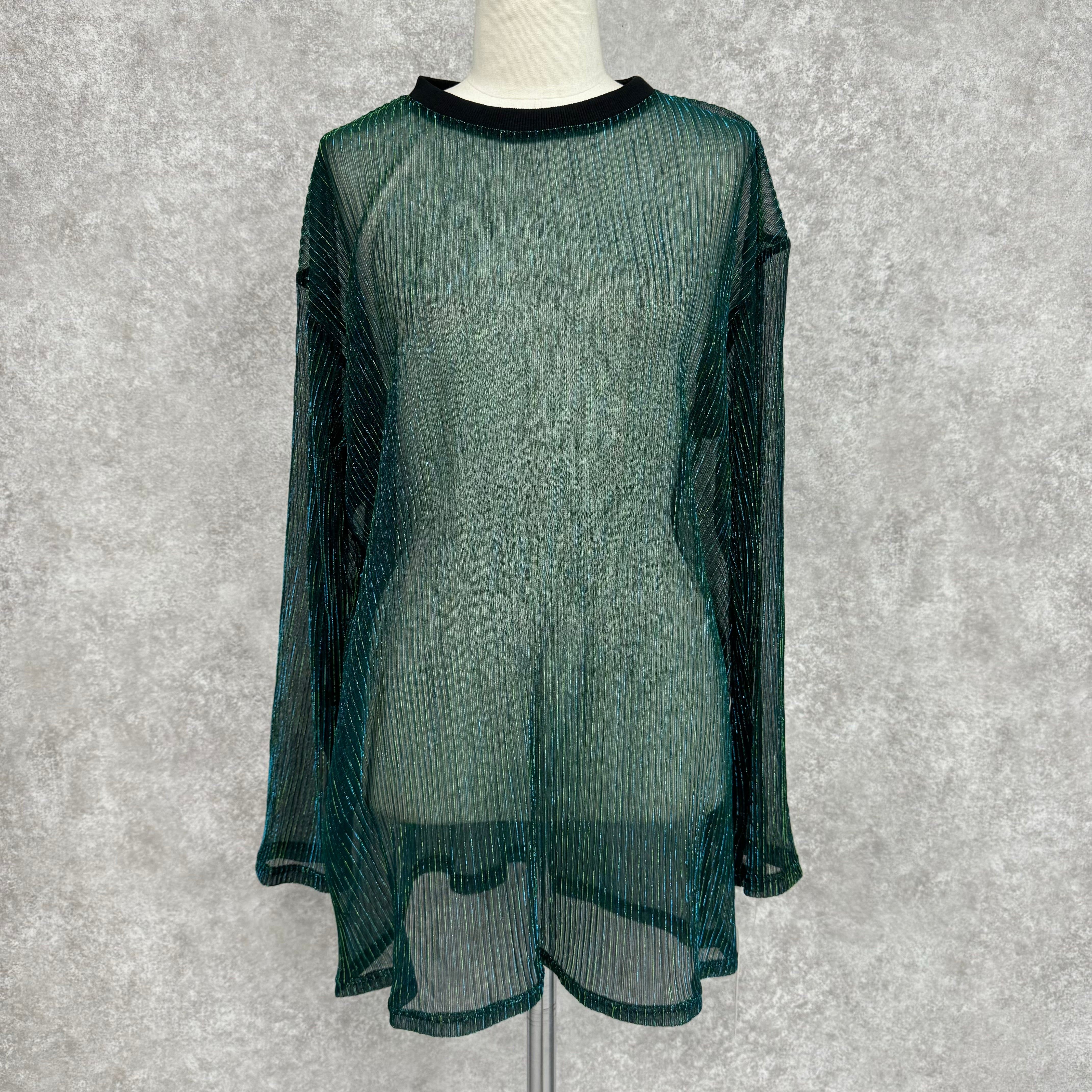 ラメプリーツシアートップス グリーン ※10/29-11/4頃より順次発送予定