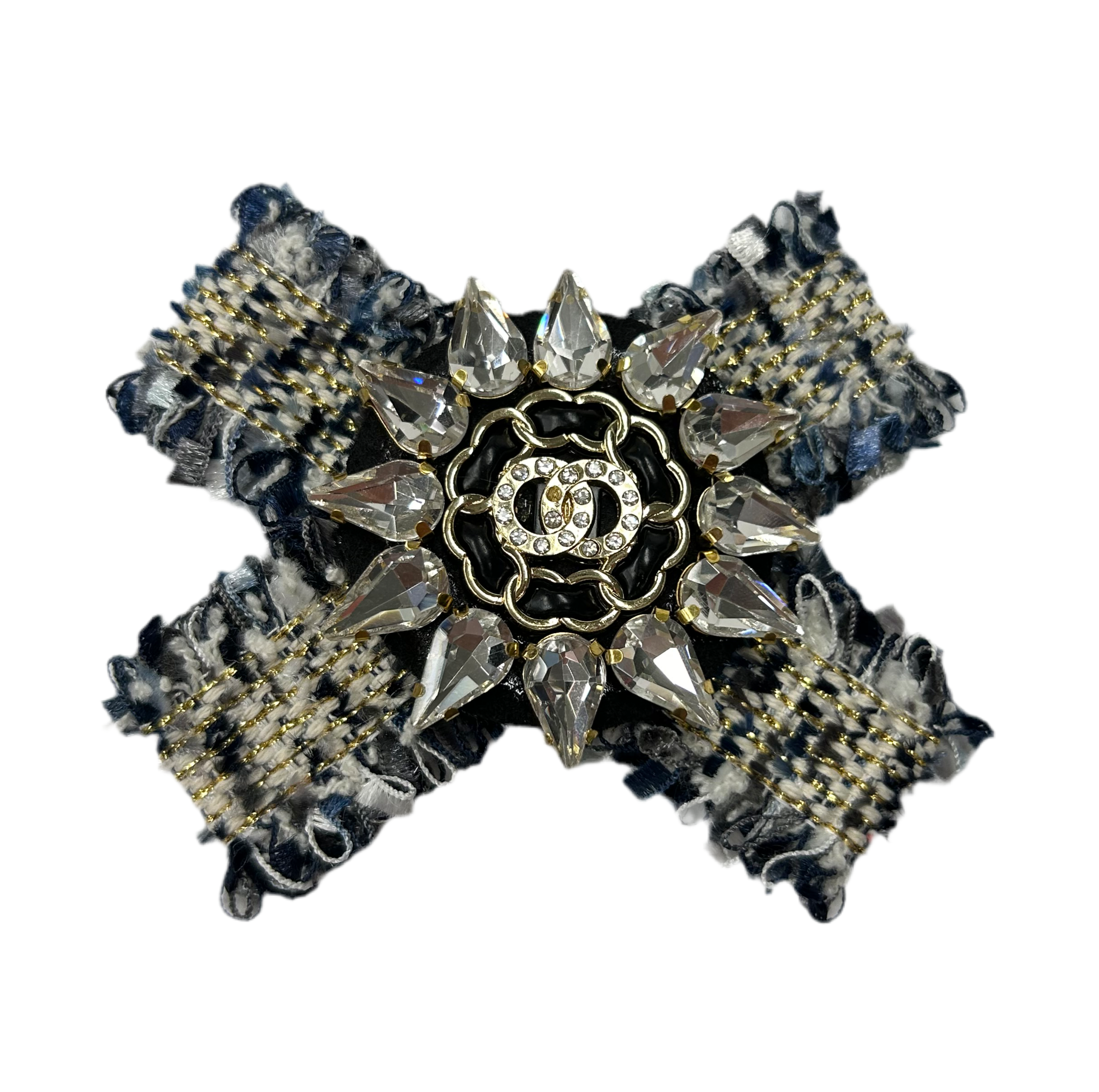 ツイードフラワーブローチ -ブルー- ※10/29~11/4頃より順次発送予定