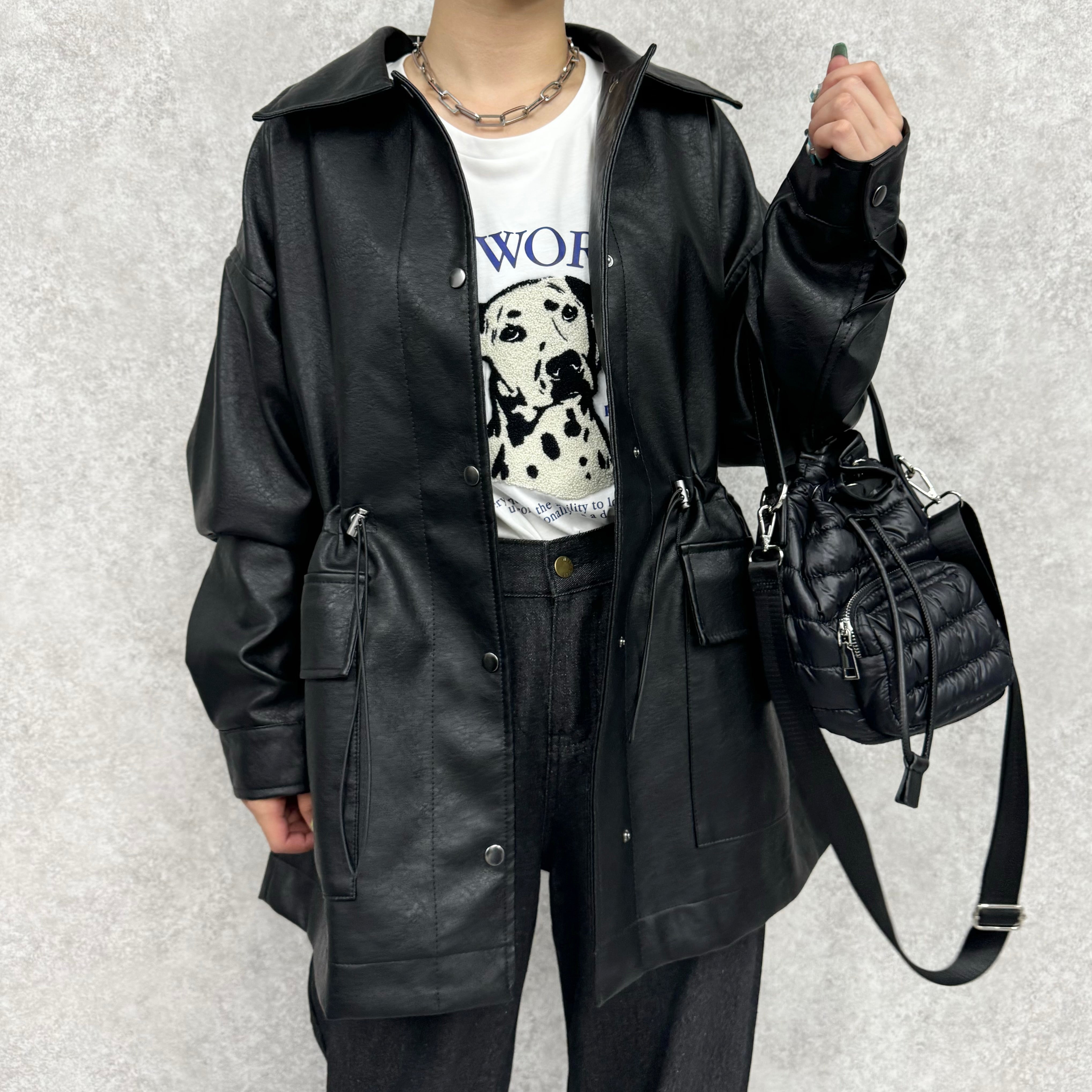 ウエストドロストカバーオールジャケット ブラック ※10/15-21頃より順次配送予定