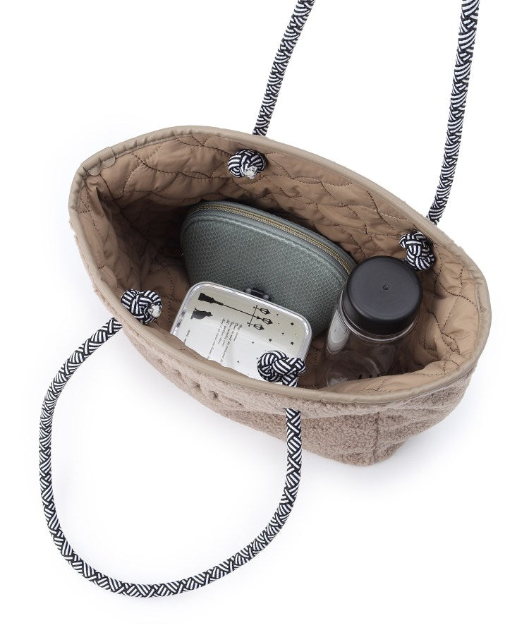 キルティング×ボア リバーシブルバッグM 019 ブラック ※11月上旬〜中旬より順次配送