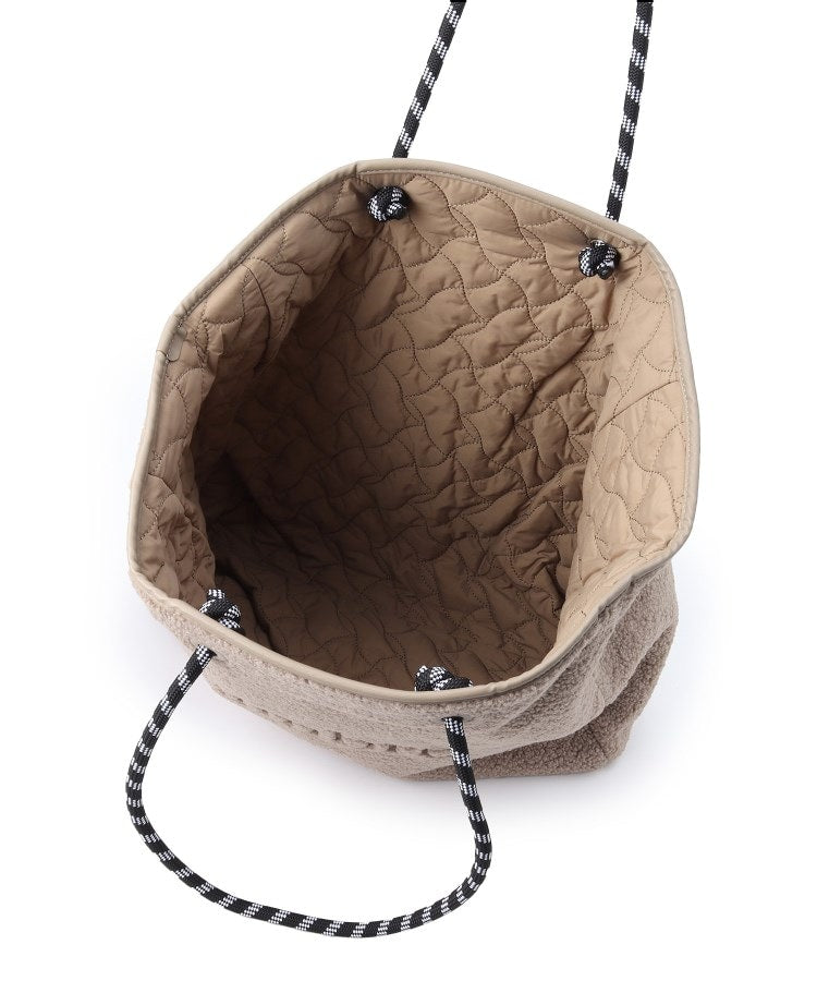 キルティング×ボア リバーシブルバッグL ベージュ ※11月上旬〜中旬より順次配送