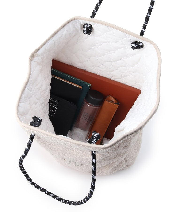 キルティング×ボア リバーシブルバッグL ベージュ ※11月上旬〜中旬より順次配送