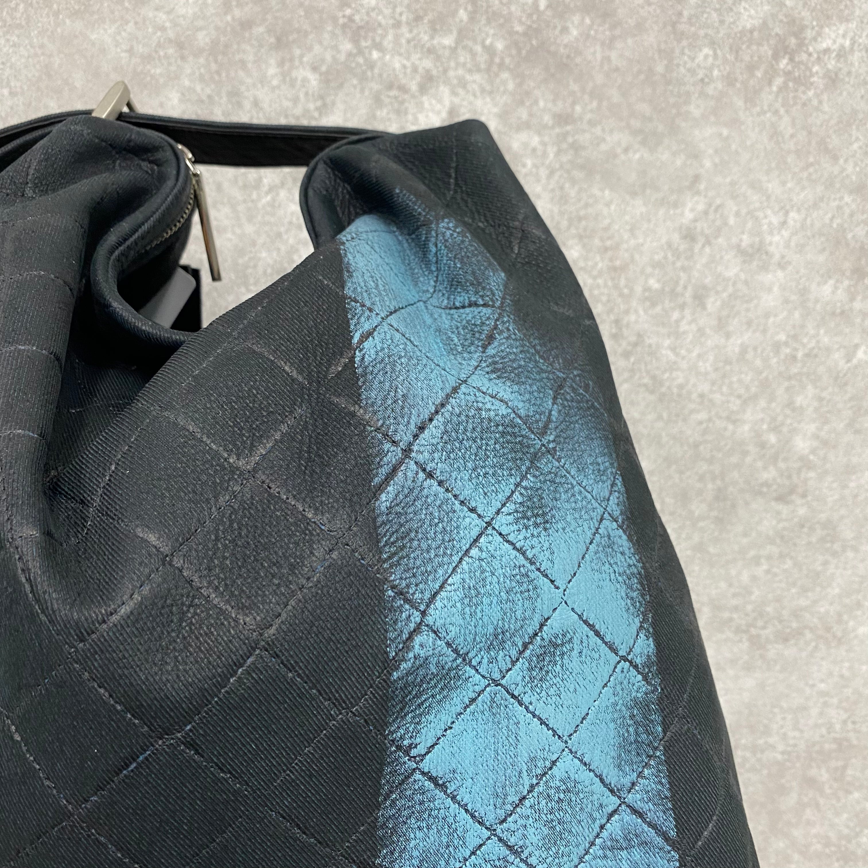 【MUL095-BL】ドロップ2way M デニムレザーキルティング型押し ブルーライン ※10/29〜11/2より順次配送