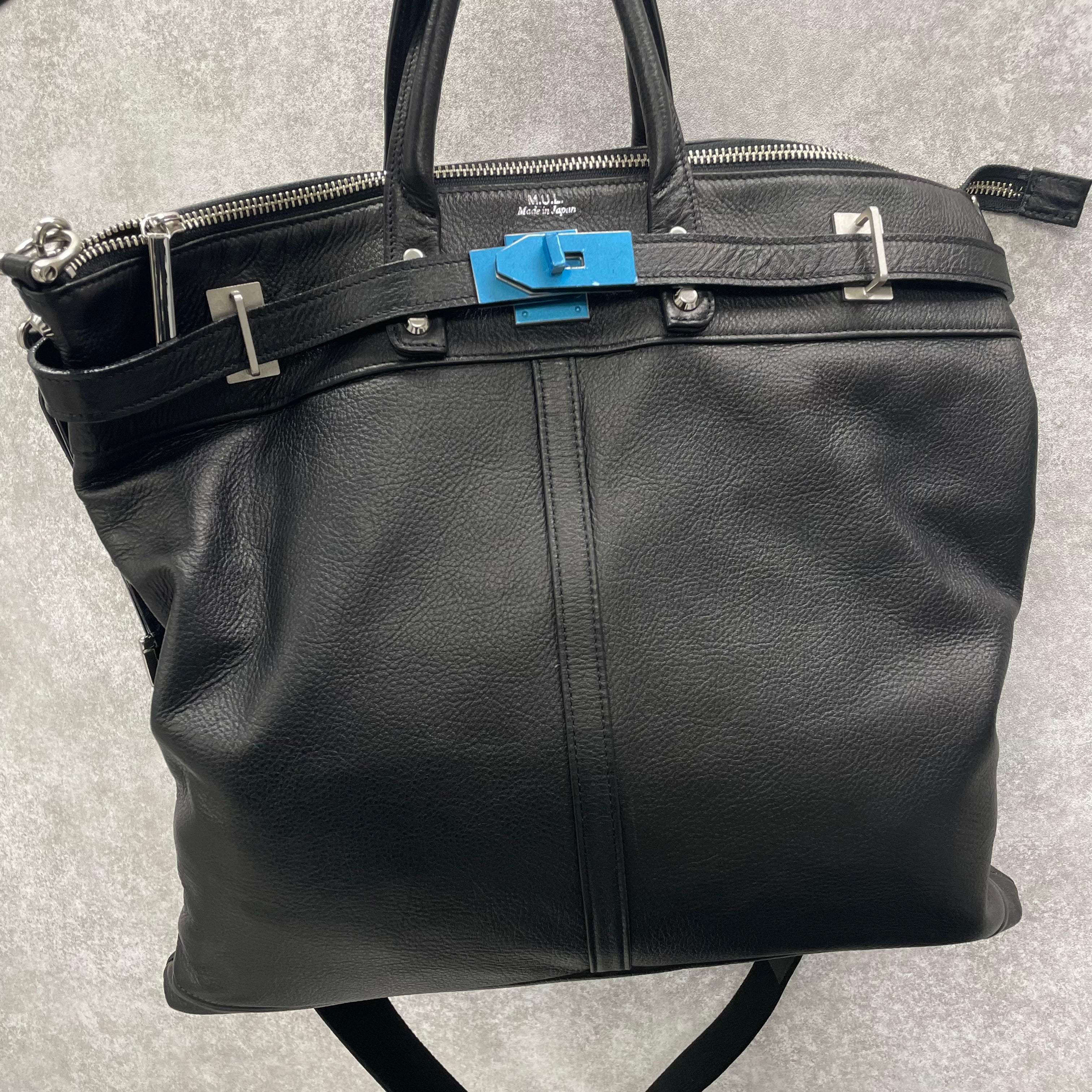 【M.U.L.】ヘルメットバッグM   ブラック  ソフトダメージオイルレザー  ※一週間以内に配送 ※事務所配送