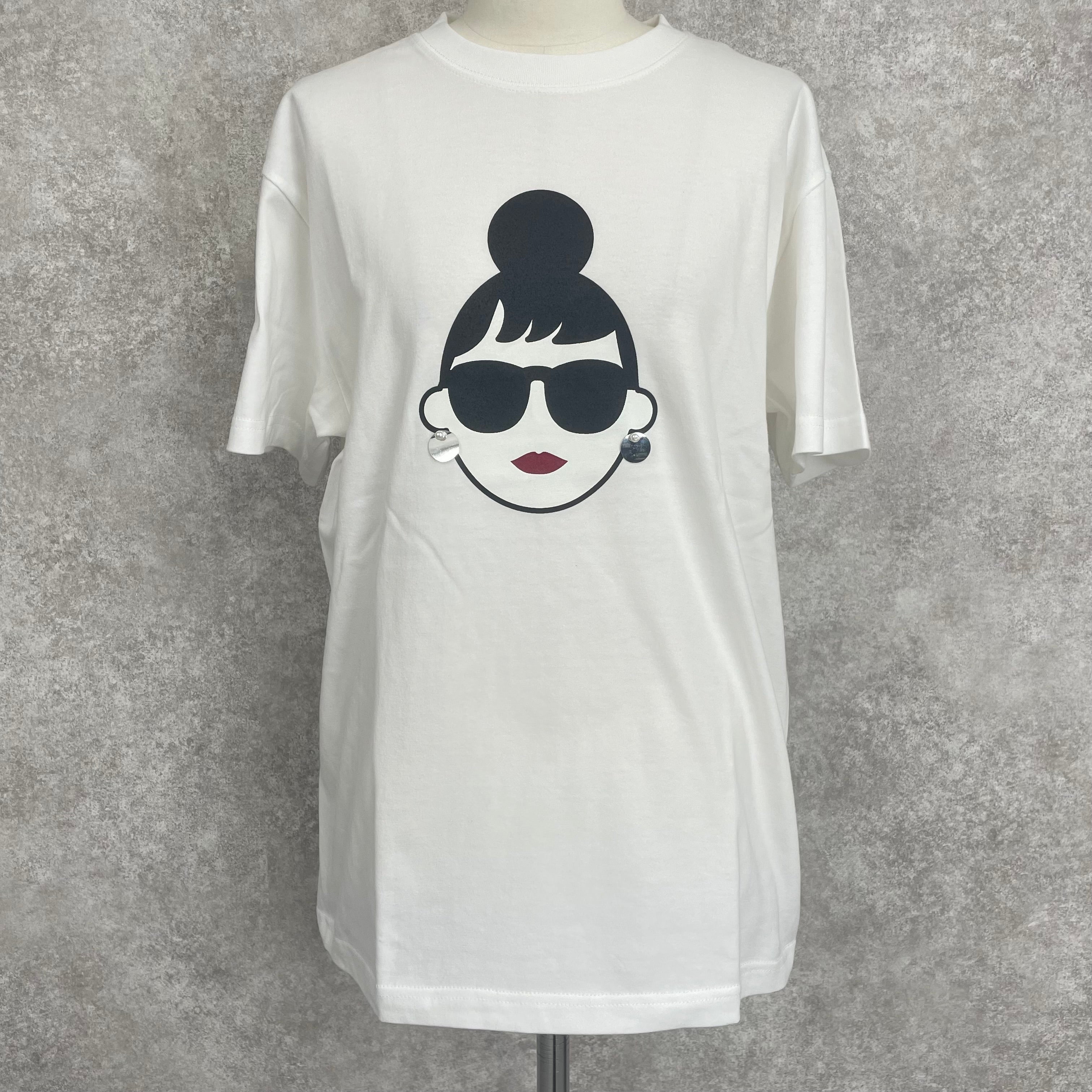 【HAPPYFACE】EMMA顔プリント Tシャツ  ホワイト ※7/30〜8/5迄に順次発送予定