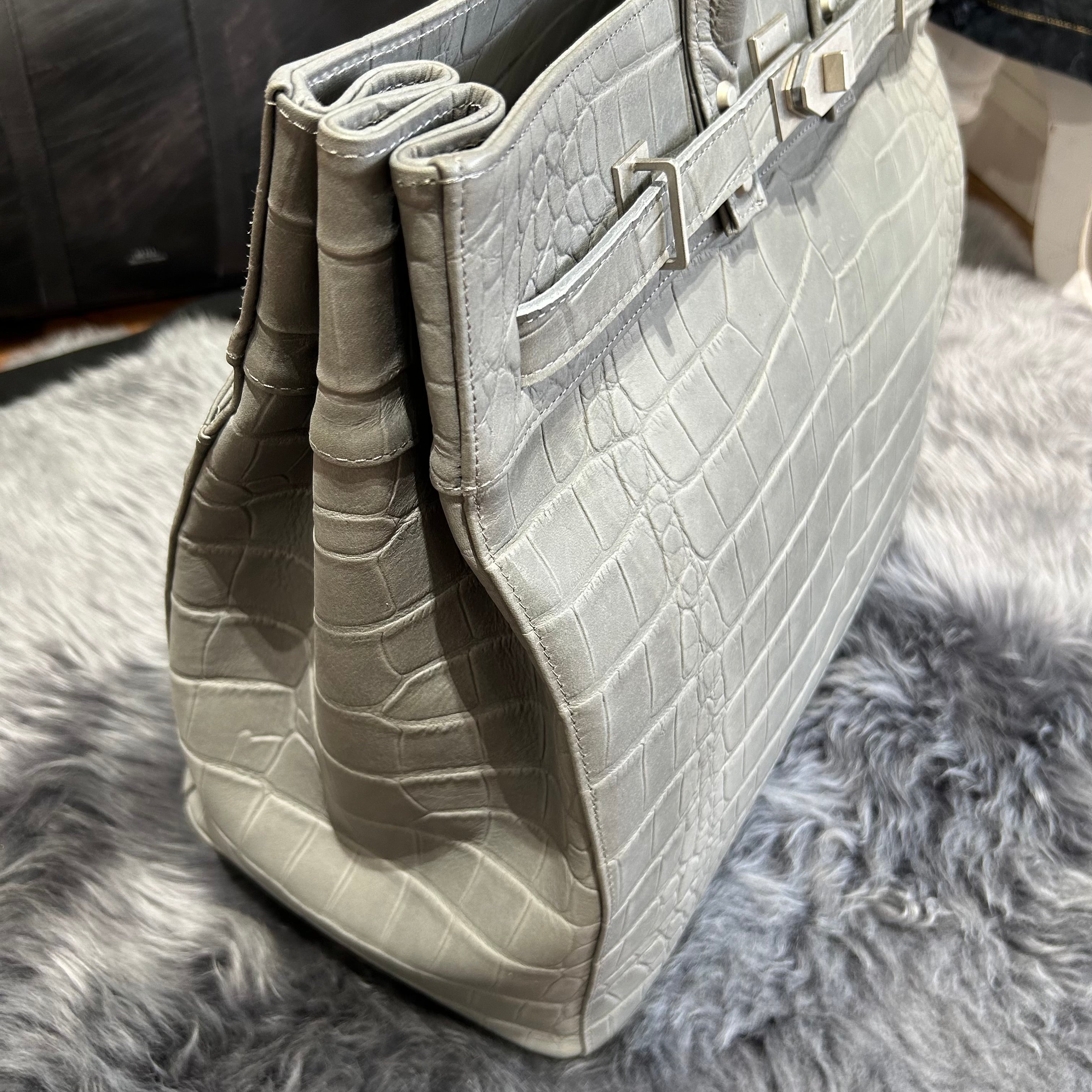 ⚠️予約【M.U.L.】stud seriesトート クロコダイル型押し  -アイスグレー-  ※R7. 6月末納品予定