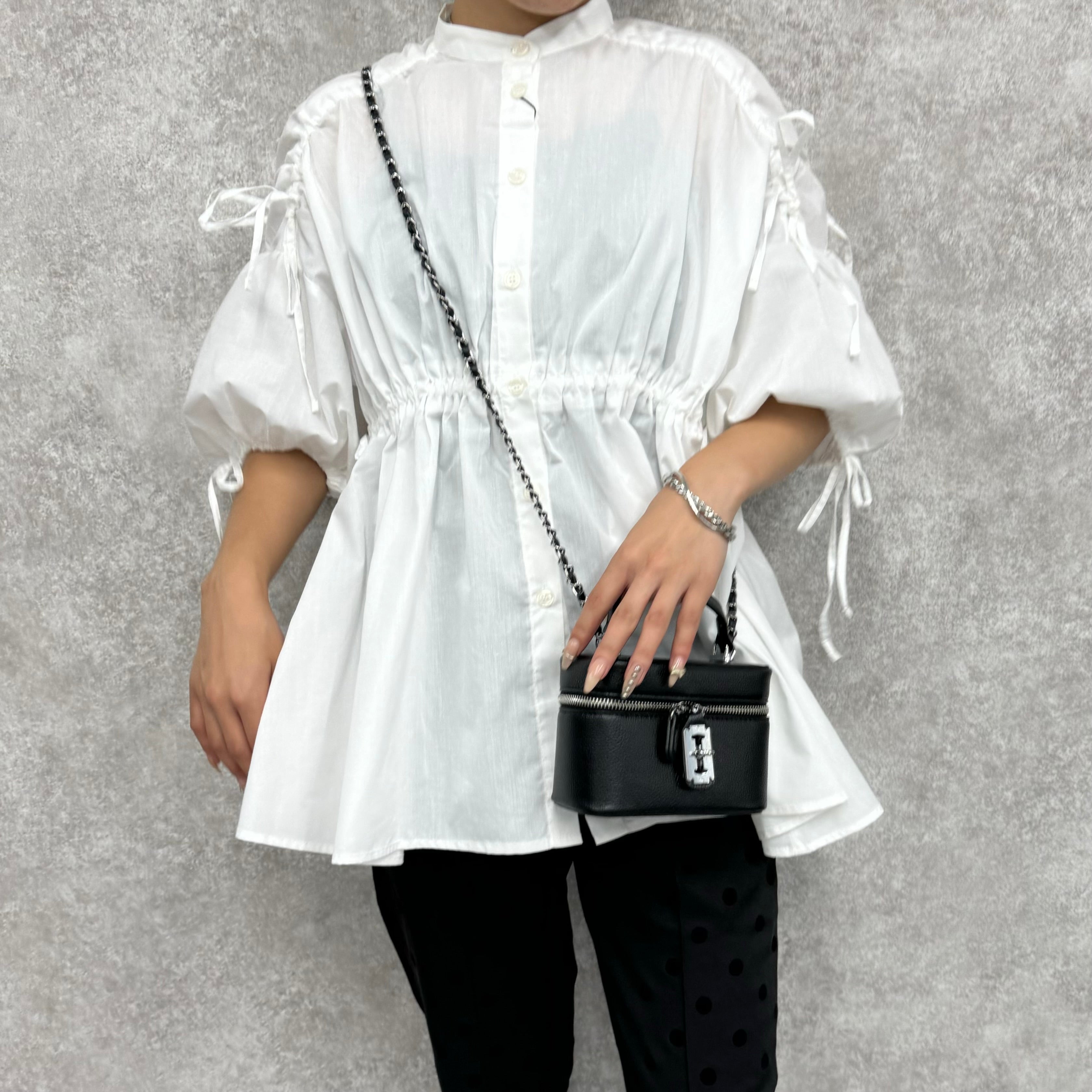 ギャザーリボンブラウス -ホワイト-  ※3/19〜25より順次発送予定