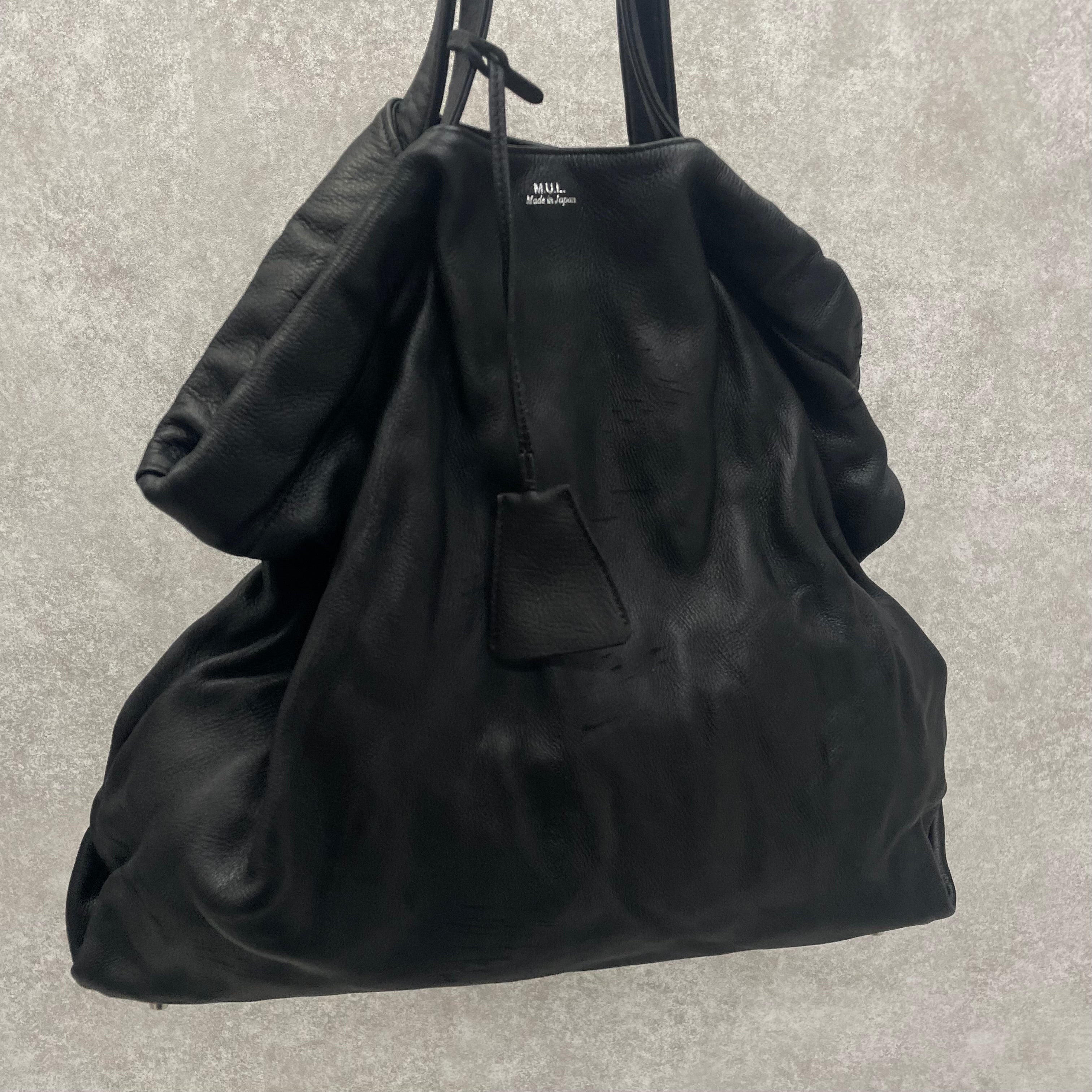 【M.U.L.】ベントトートM	ブラック ソフトダメージオイルレザー 洗い加工 (+ダメージ加工) ※4/22~26順次発送予定