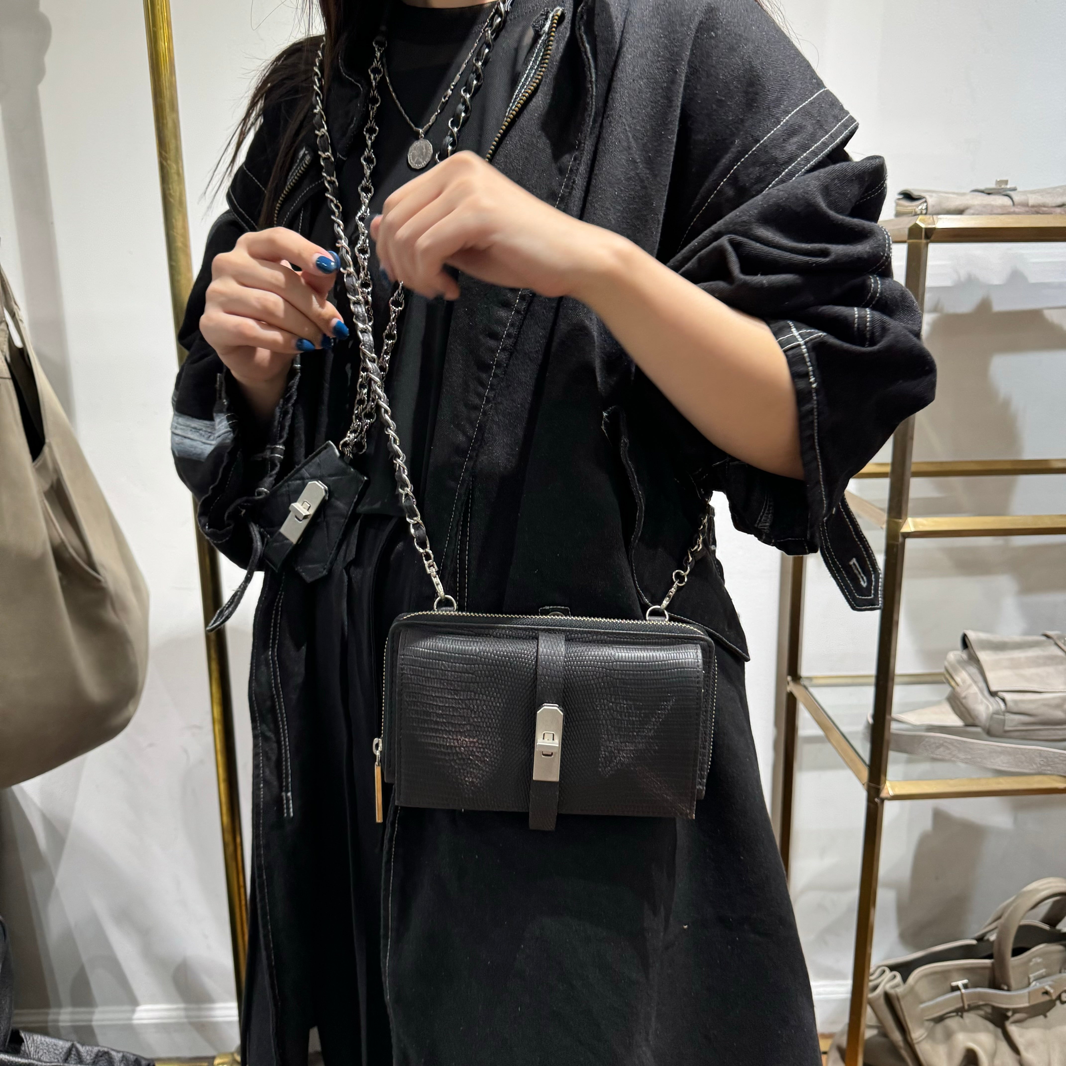 ⚠️予約【M.U.L.】 ウォレットショルダー -vintage ブラック- ※R7. 6月末納品予定