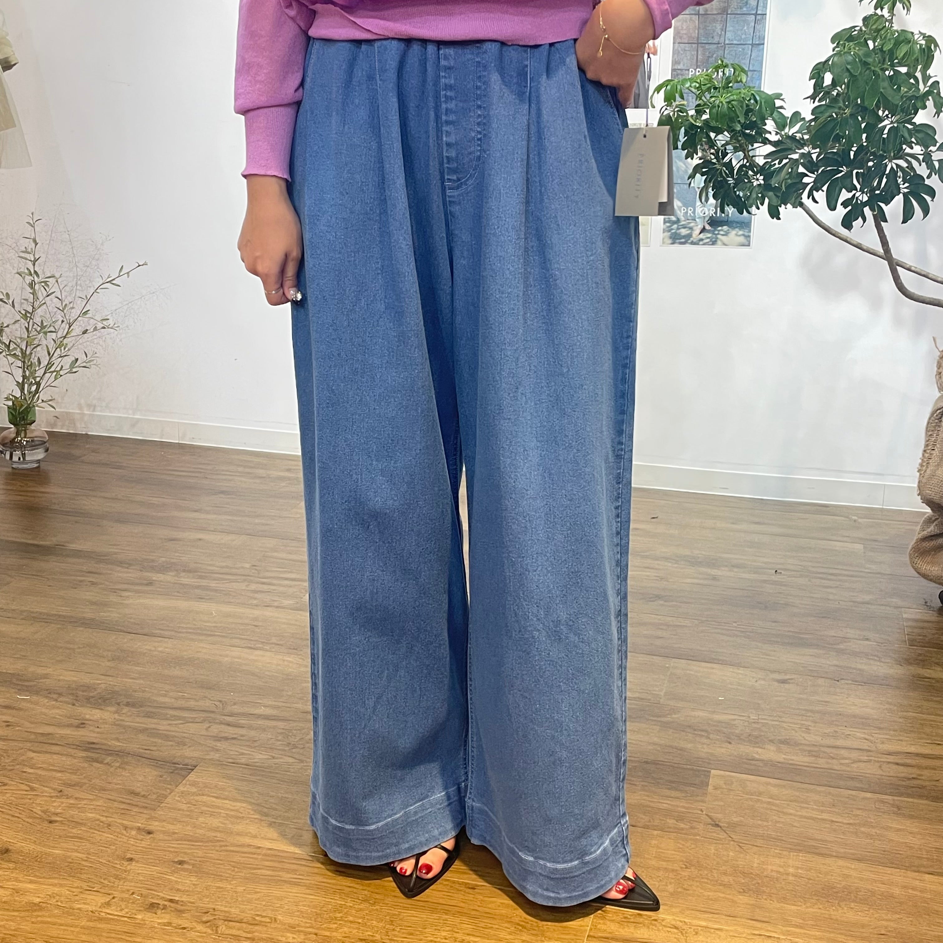 【予約】【PRIORITY】デニムパンツ サックス ※2月上旬より順次発送