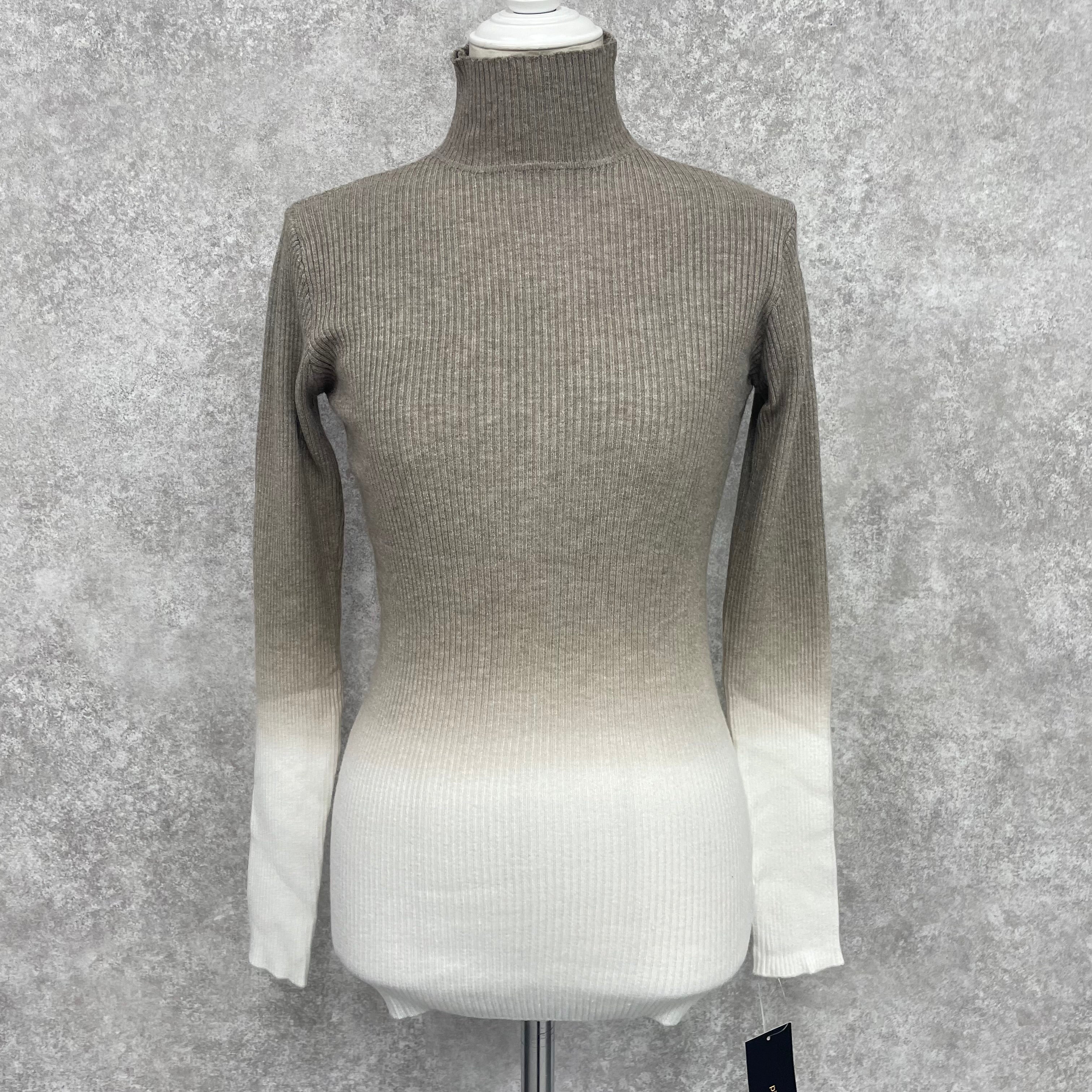 グラデーションリブニットトップス -ベージュ- ※10/22~28頃より順次発送   ※ハンガー納品