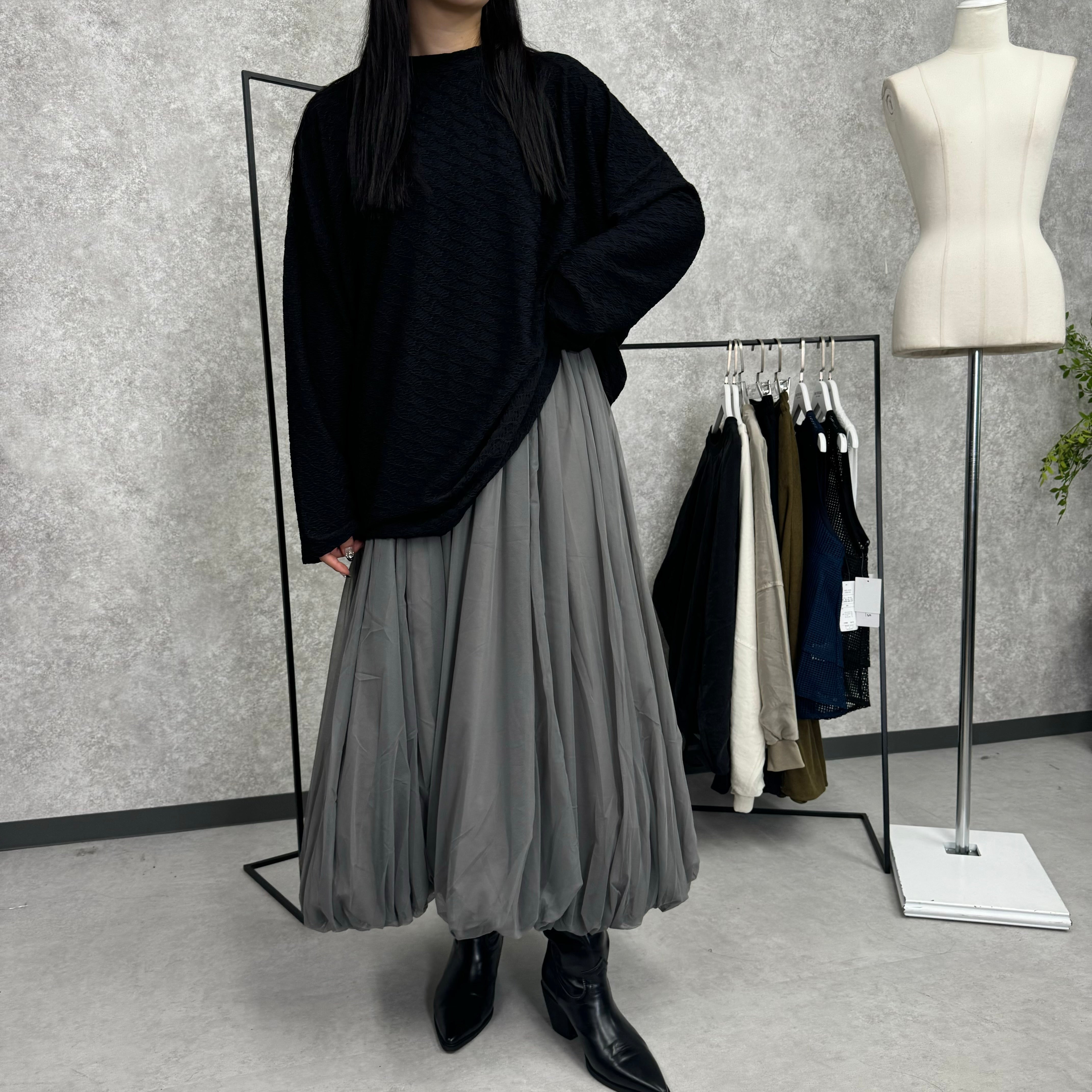 タフタ×チュールバルーンスカート -グレー- ※10/15〜21頃より順次配送