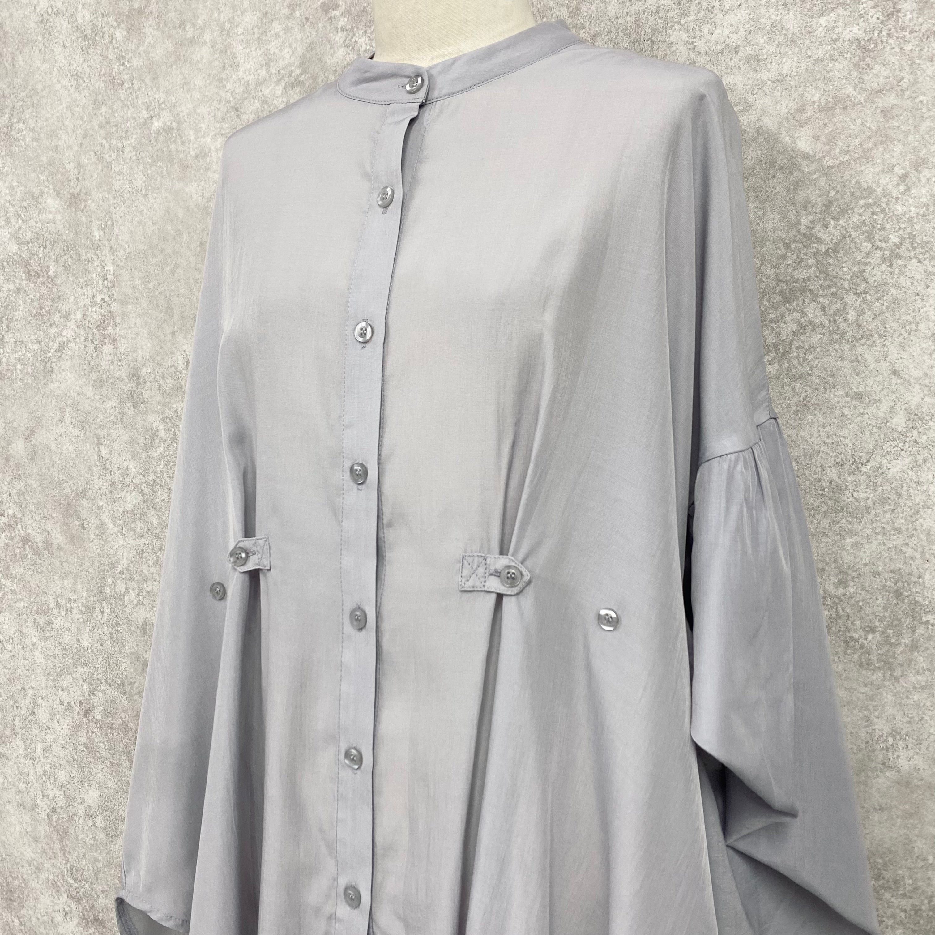 【ASYMM】COCOON FLOW SHIRT -blue gray-