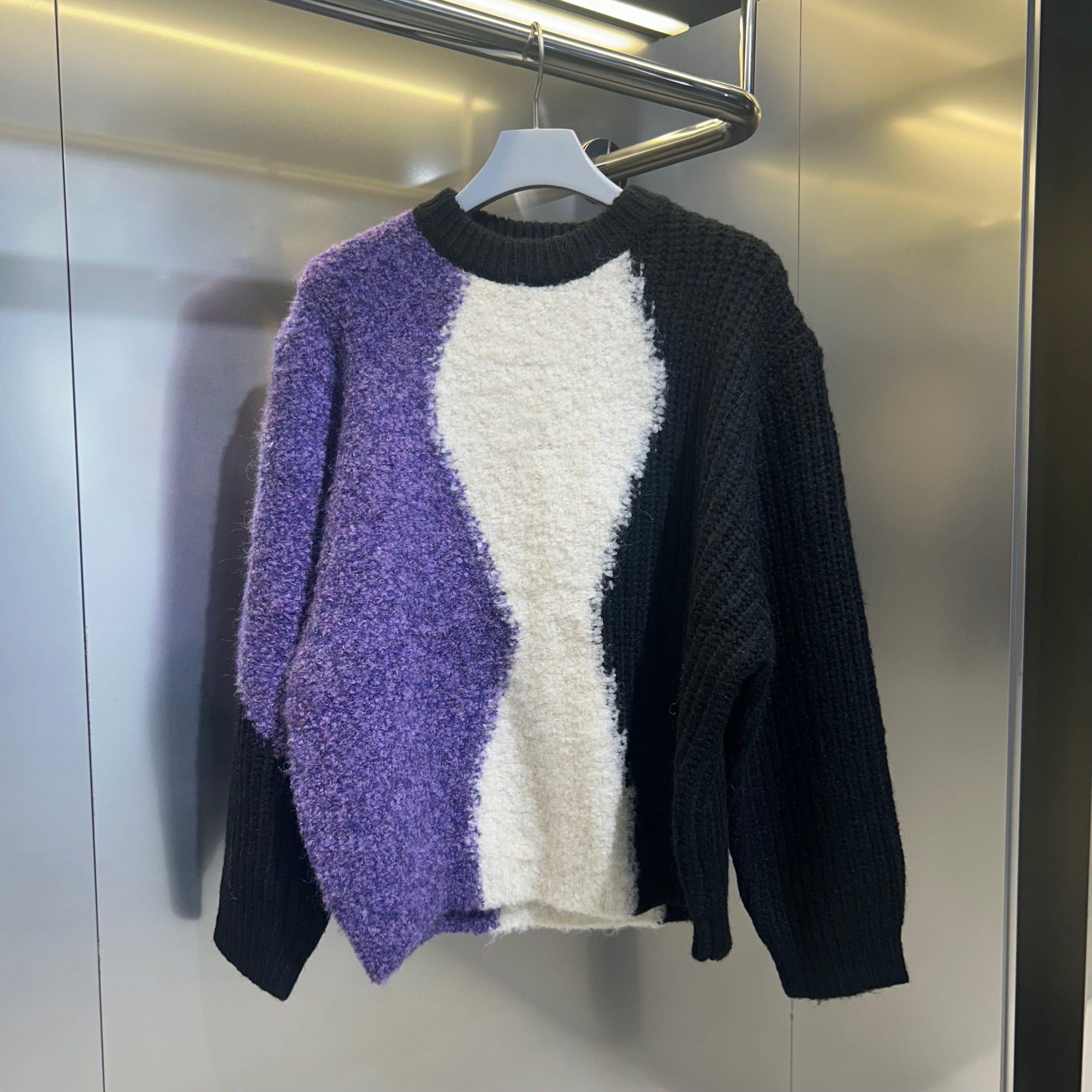 【Rowee】 ブロックボアニット -パープル×ホワイト- ※10月下旬〜11月上旬頃より順次発送予定