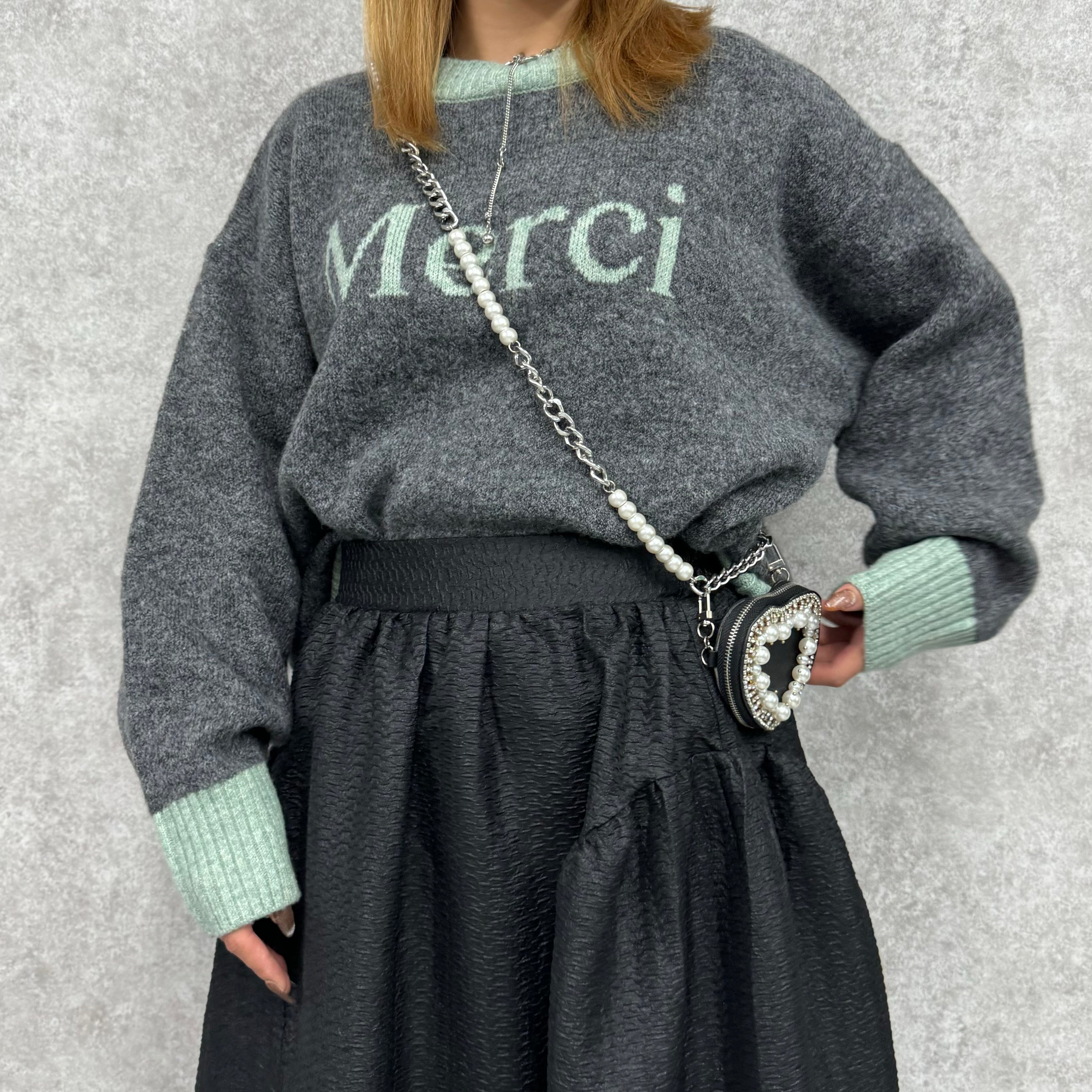 Merci オーバーサイズニット -チャコールグレー- ※11/5-11頃より順次配送予定