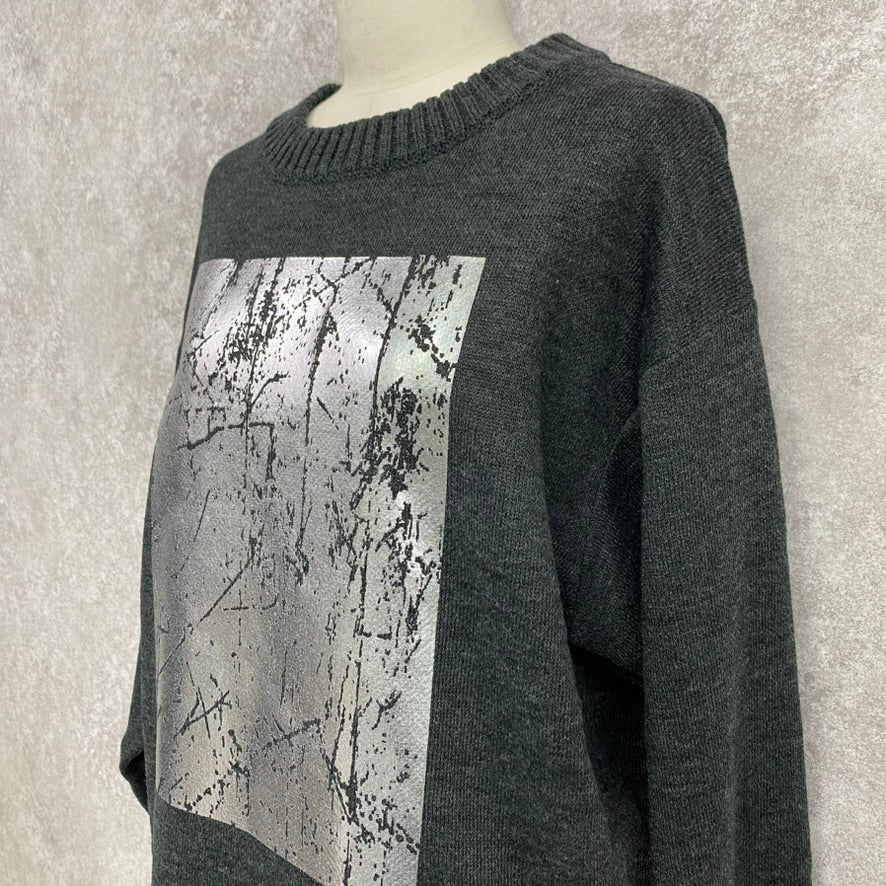 箔プリントニットプルオーバー -チャコール- ※11/5〜11より順次発送