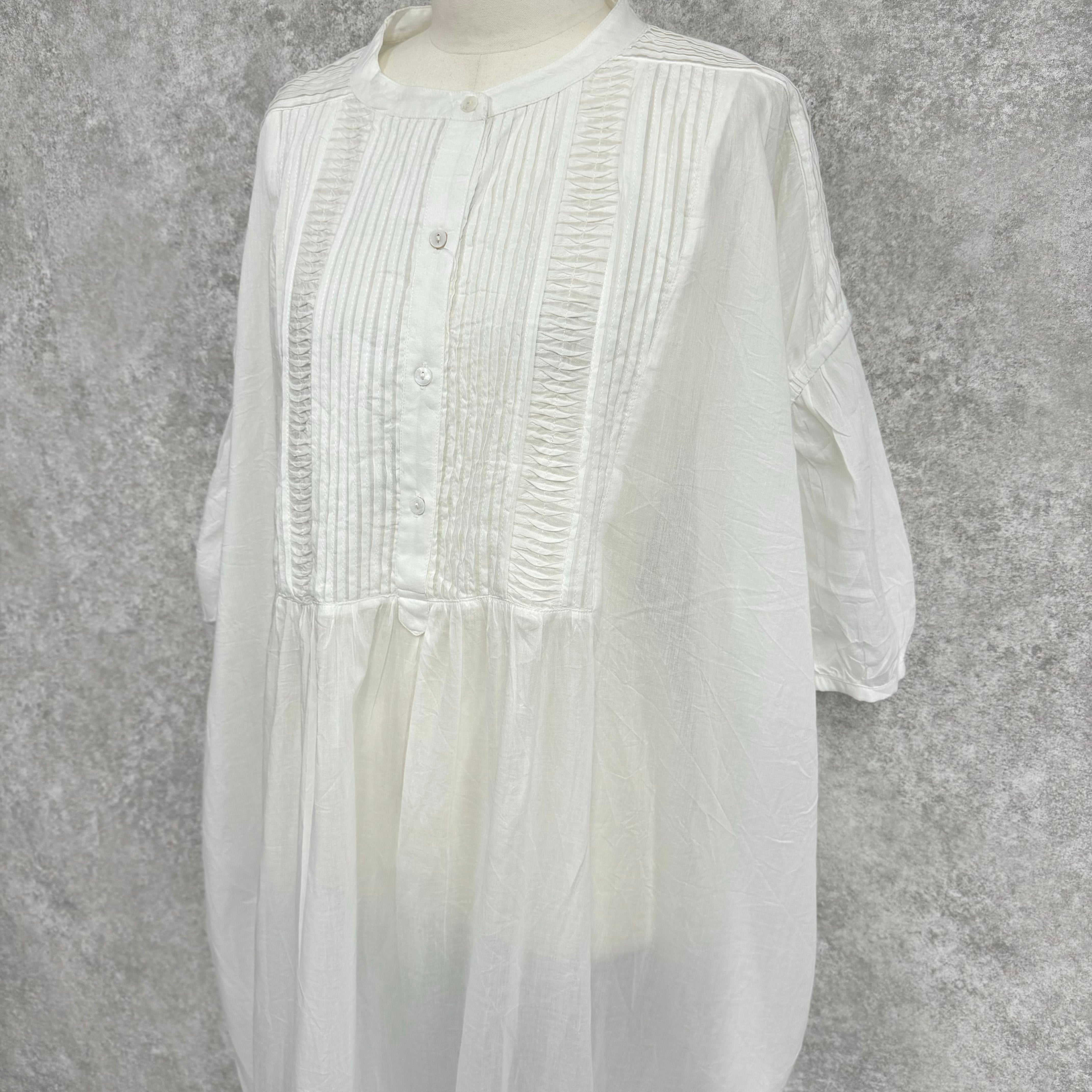 【Teracce summer SALE 】ブザムピンタックルーズワンピース   -オフホワイト- ※8/27-9/2より順次発送予定