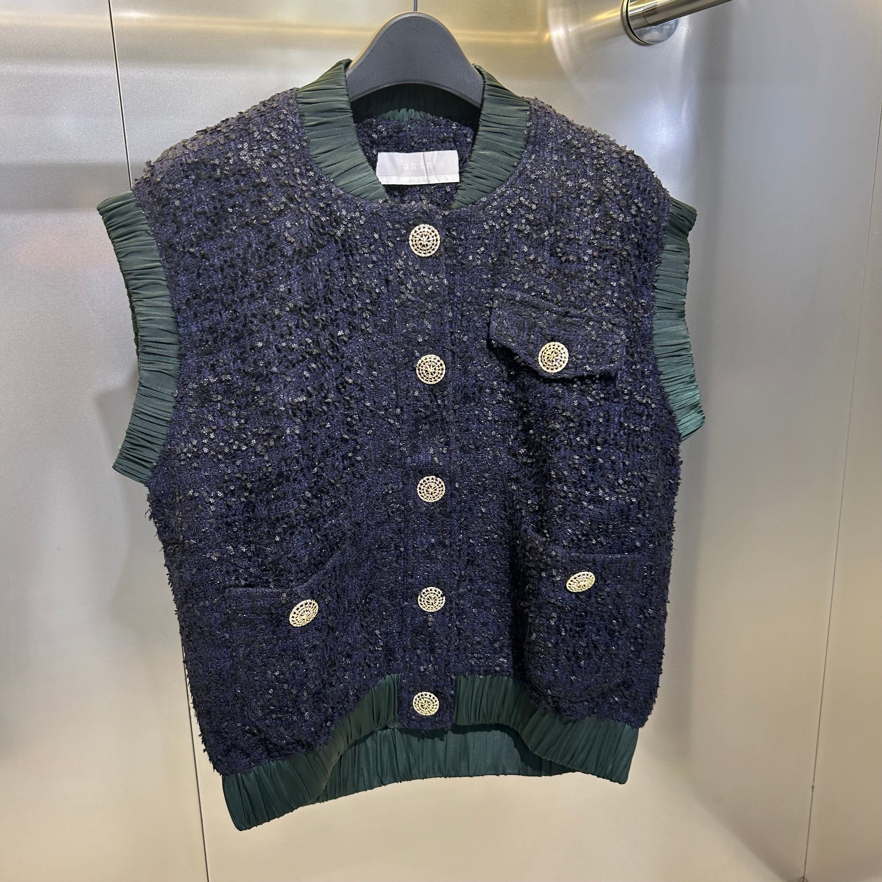 【Rowee】 ツイードベスト ネイビー ※10月下旬〜11月上旬頃より順次発送予定