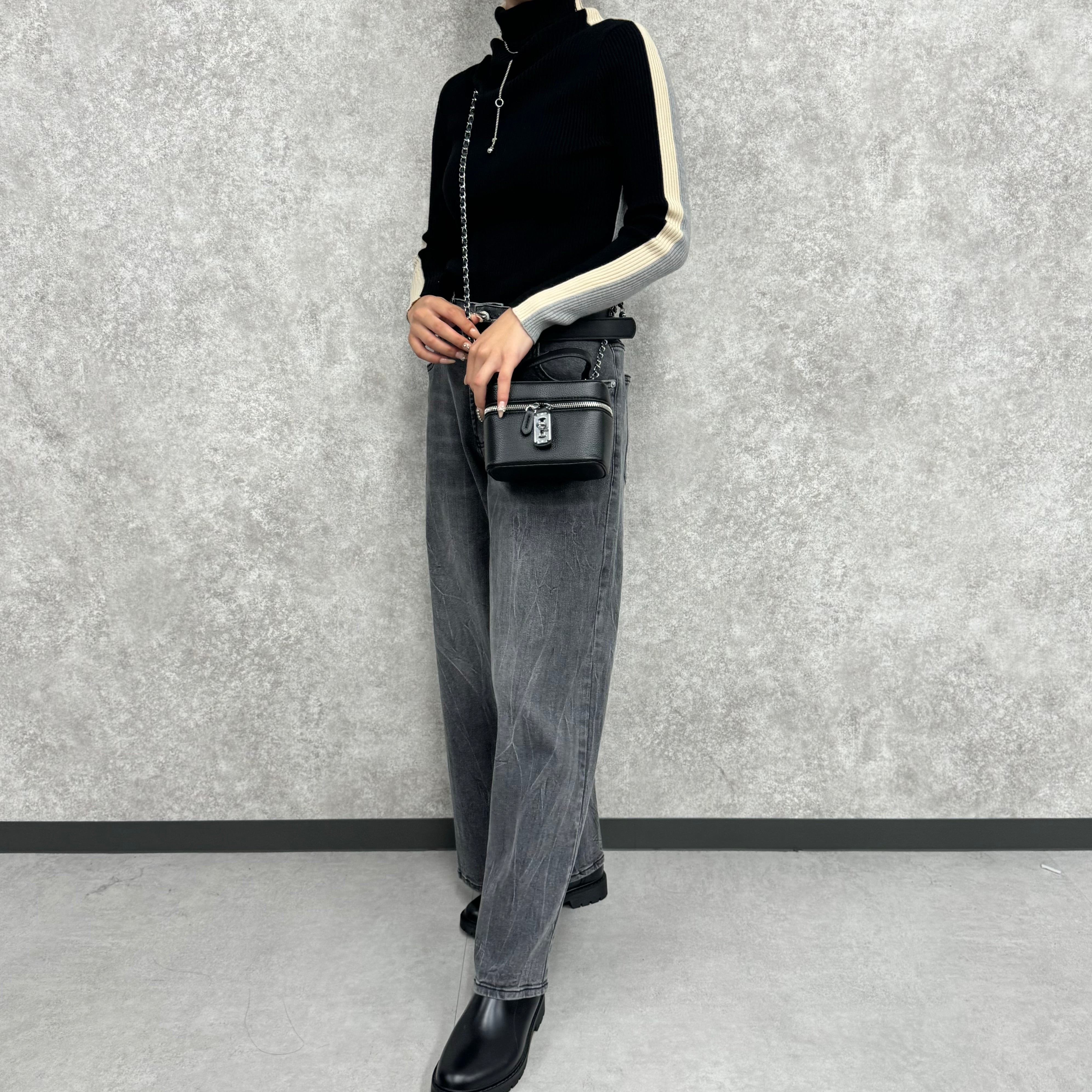 【PRIORITY】ワイドデニムスパンツ  ブラック  38サイズ ※9月中旬より順次発送予定