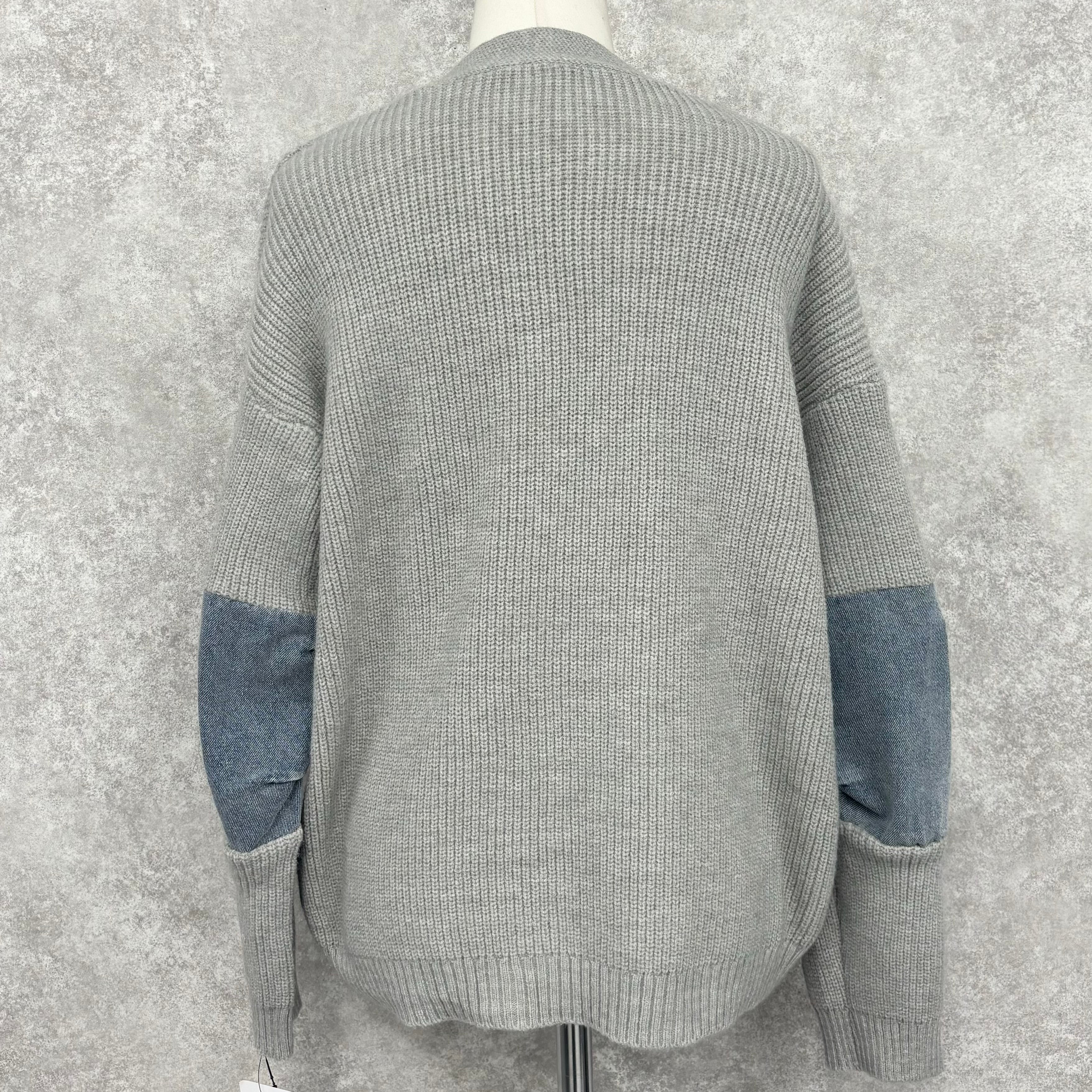 ブロック配色ニットカーディガン ライトグレー ※10/29~11/4より順次発送予定