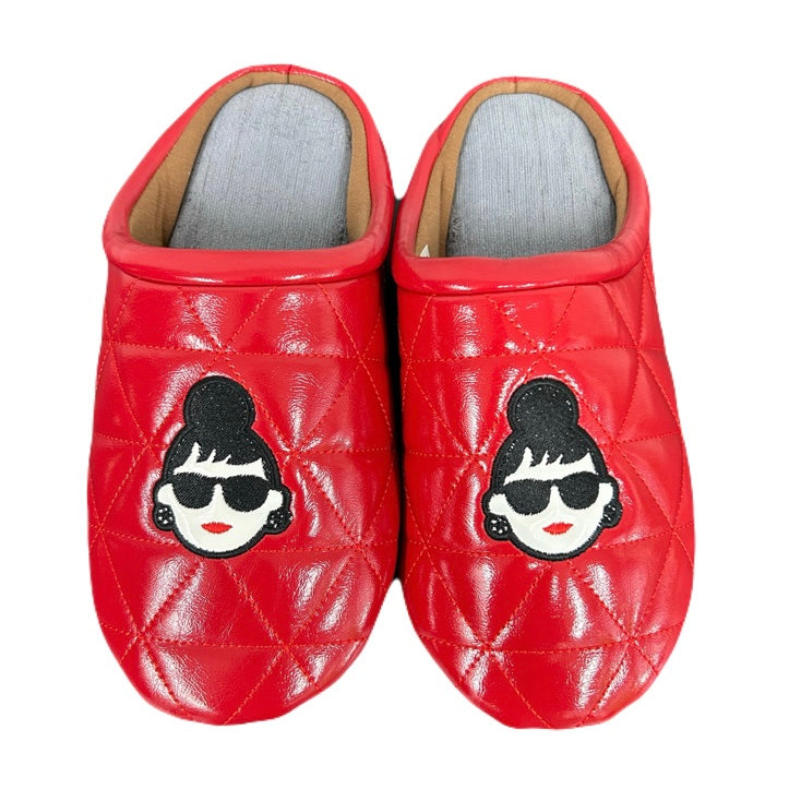 【HAPPYFACE】EMMA キルトスリッパ -レッド- ※3/19~3/25迄に順次配送予定