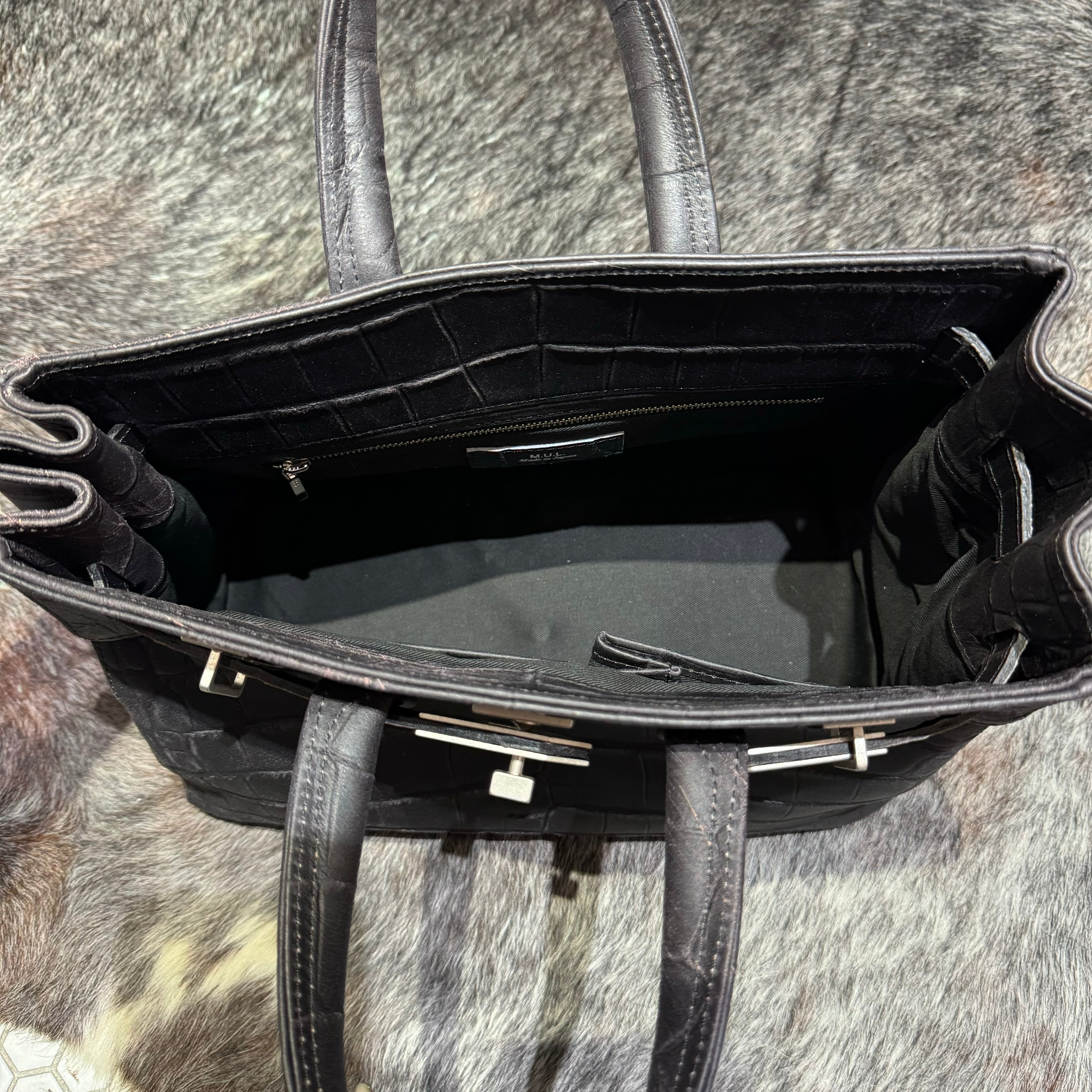 ⚠️予約【M.U.L.】stud seriesトート  クロコダイル型押し  - vintage ブラック-  ※R7. 6月末納品予定