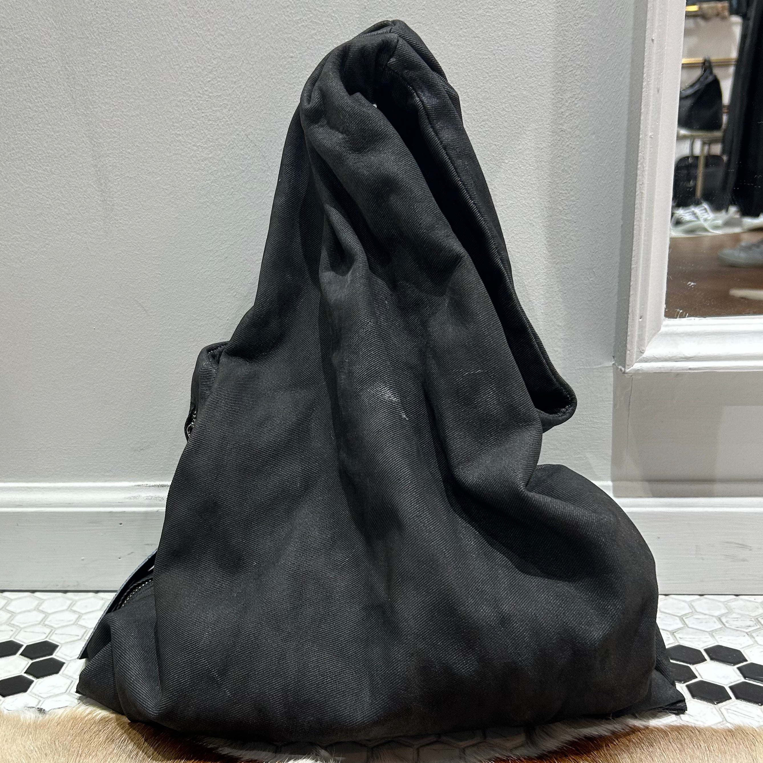 【M.U.L.】FUROSHIKI TOTE   -デニムレザーブラック- 洗い加工   ※4/22~26順次発送予定