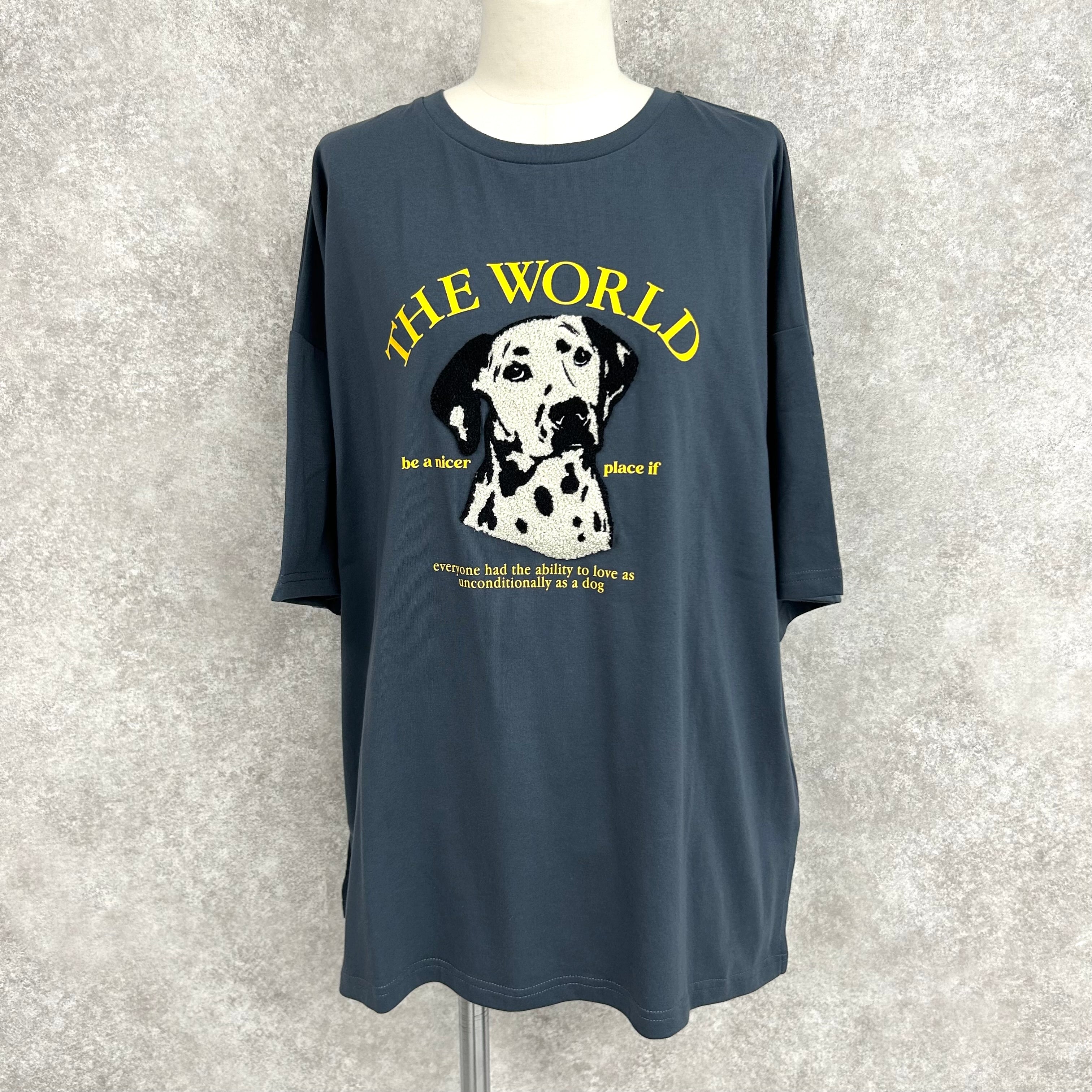 ダルメシアン刺繍&ロゴTシャツ -テールブルー- ※8/6〜12より配送予定