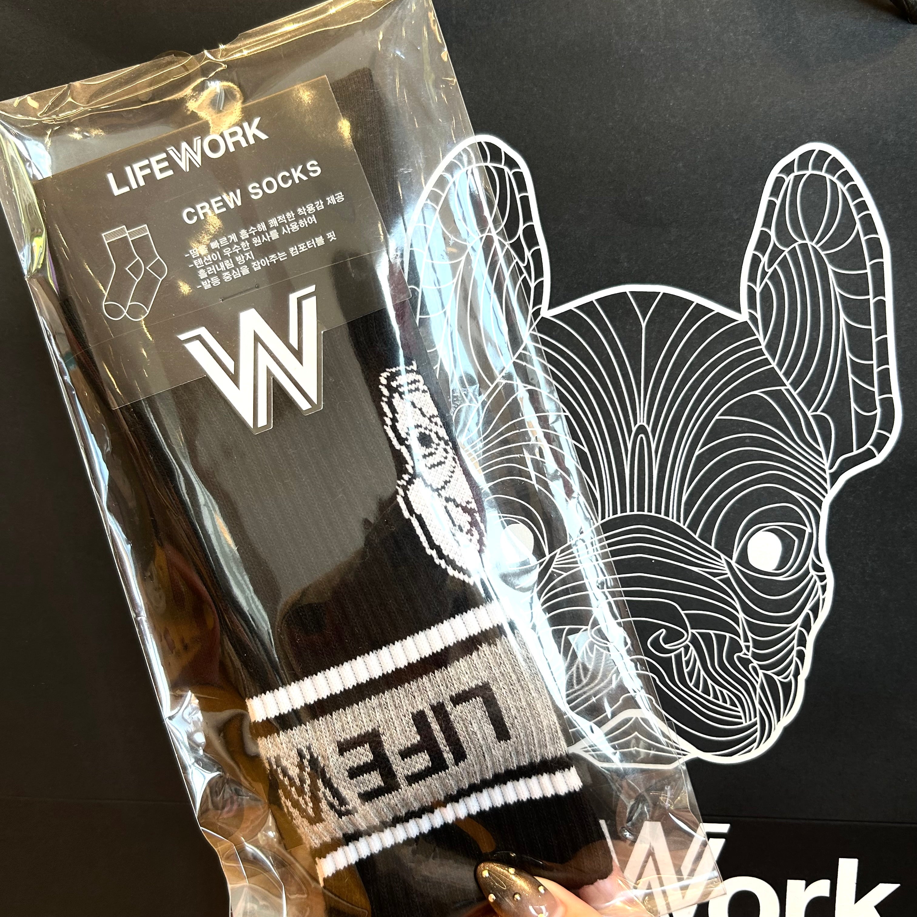 【 LIFE WORK 】ブルドックソックス -ブラック-  メンズ  ※7/8-15頃より順次配送