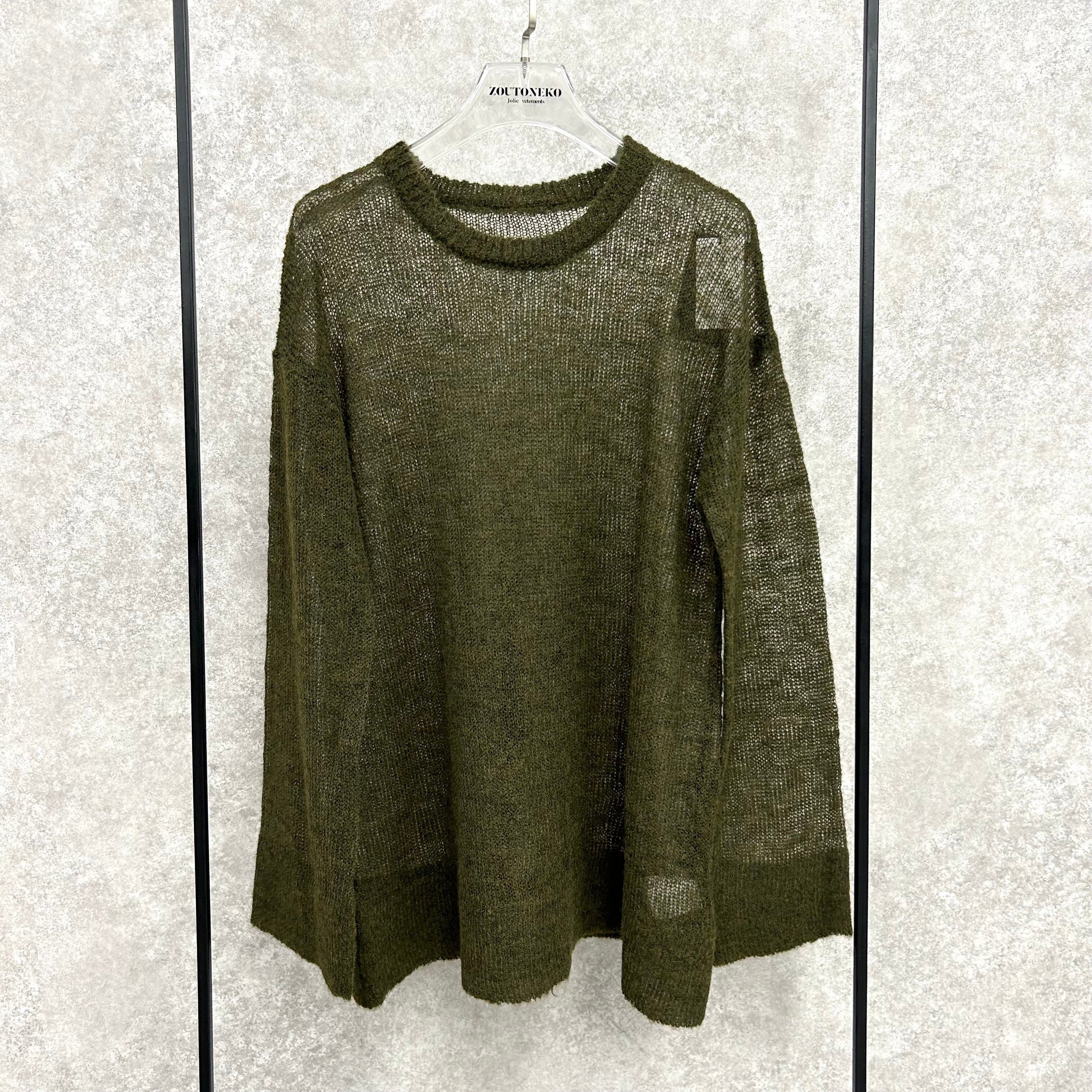 モヘアニットローゲージプルオーバー  -カーキ- ※11/5~11/11頃より順次発送