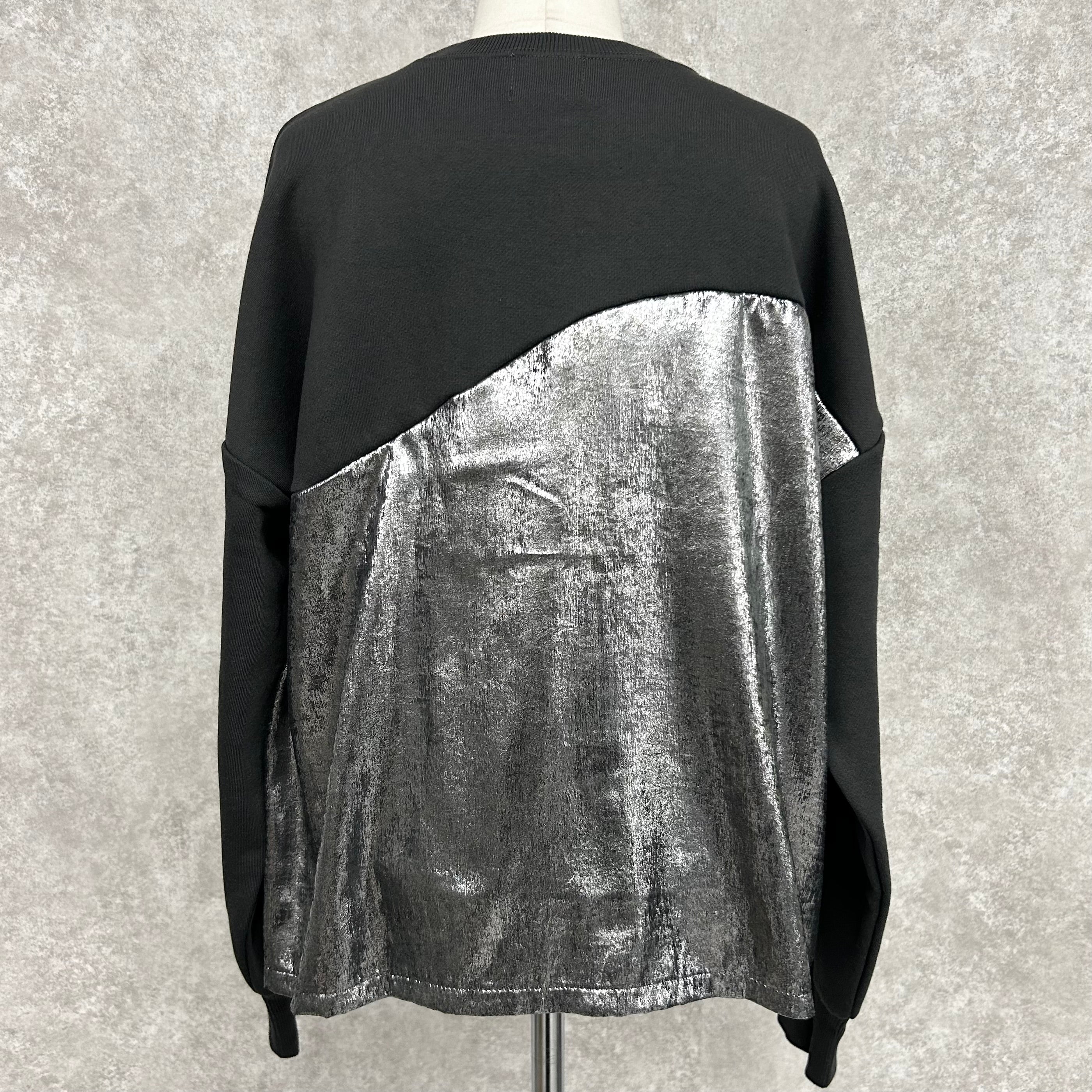 メタリック布き切り替えプルオーバー  -スミクロ×ブラックシルバー- ※12/3-9頃より順次発送