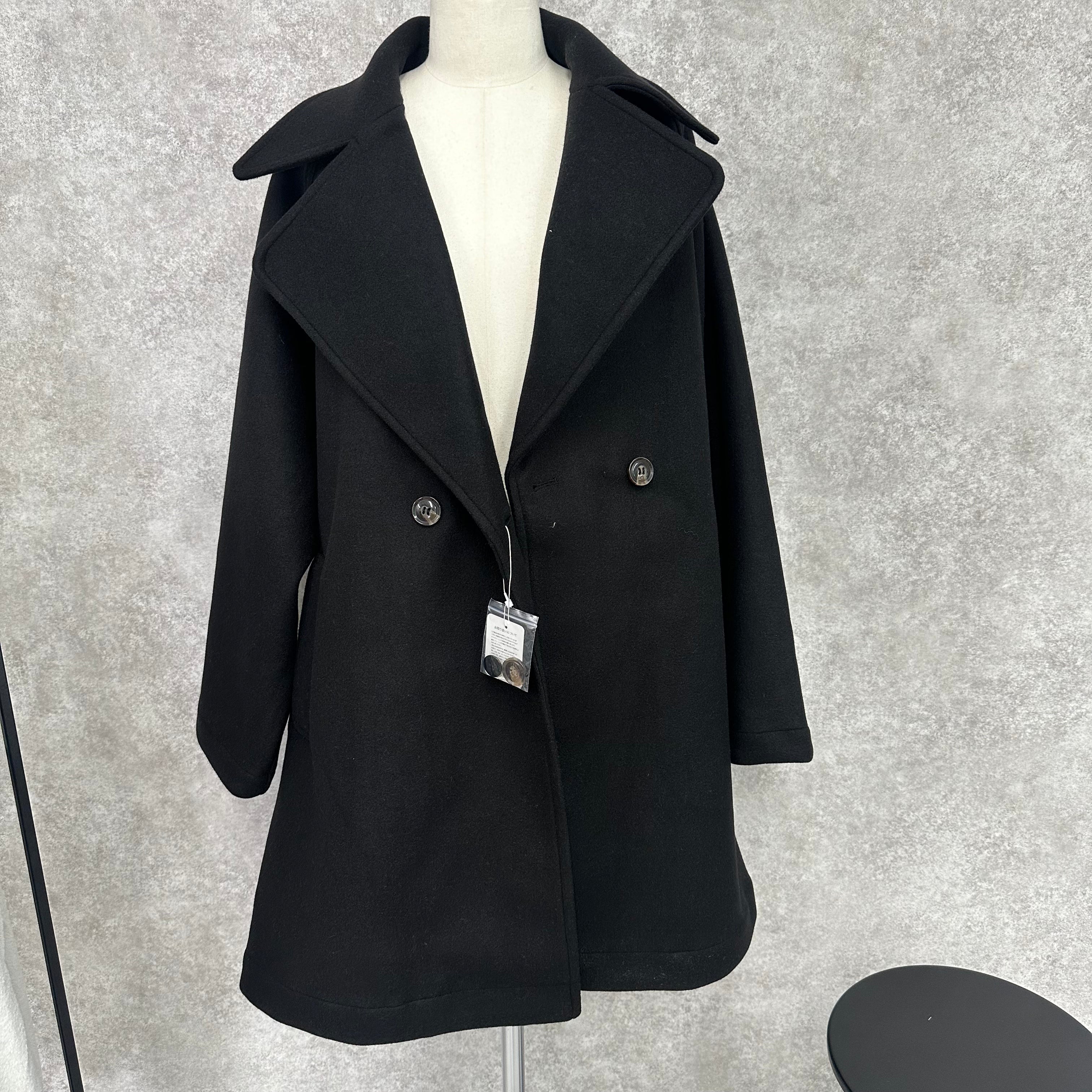 【毎日コート】カットメルトンオーバーサイズジャケット -ブラック- ※11/18-25頃より順次発送予定