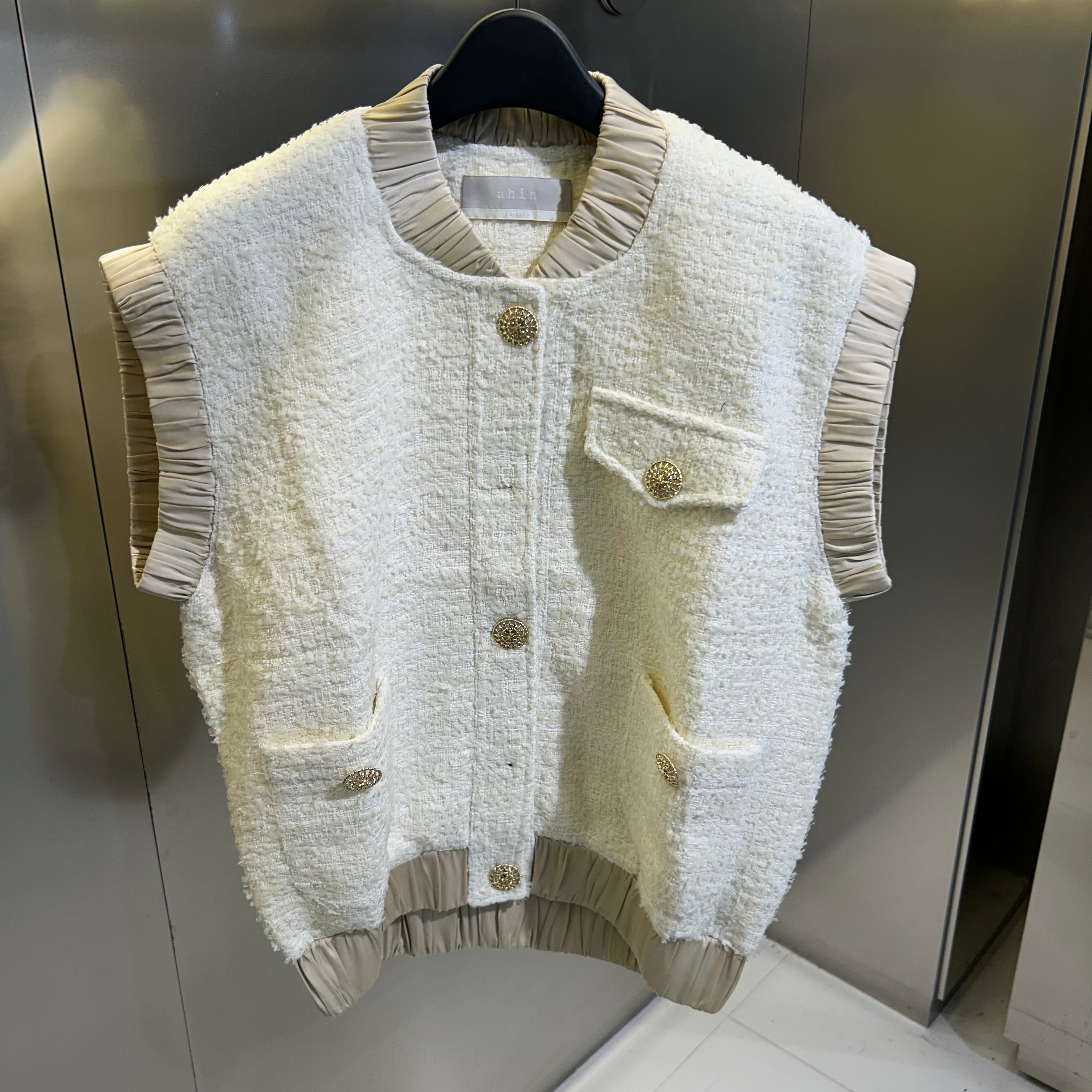 【Rowee】 ツイードベスト アイボリー ※10月下旬〜11月上旬頃より順次発送予定