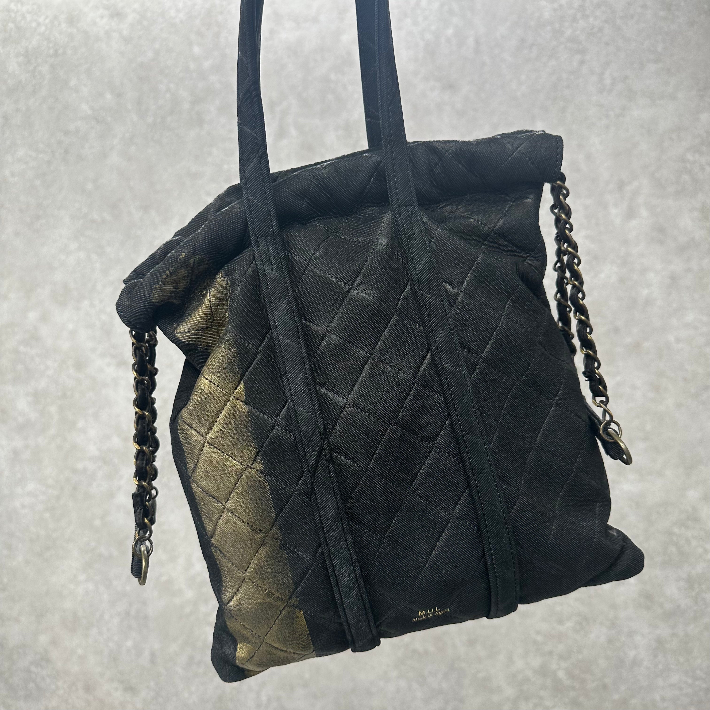 【M.U.L.】トラストートS  ブラック デニムレザー  マットゴールド金具 ペイント付き ※1週間前後で発送 ※事務所発送