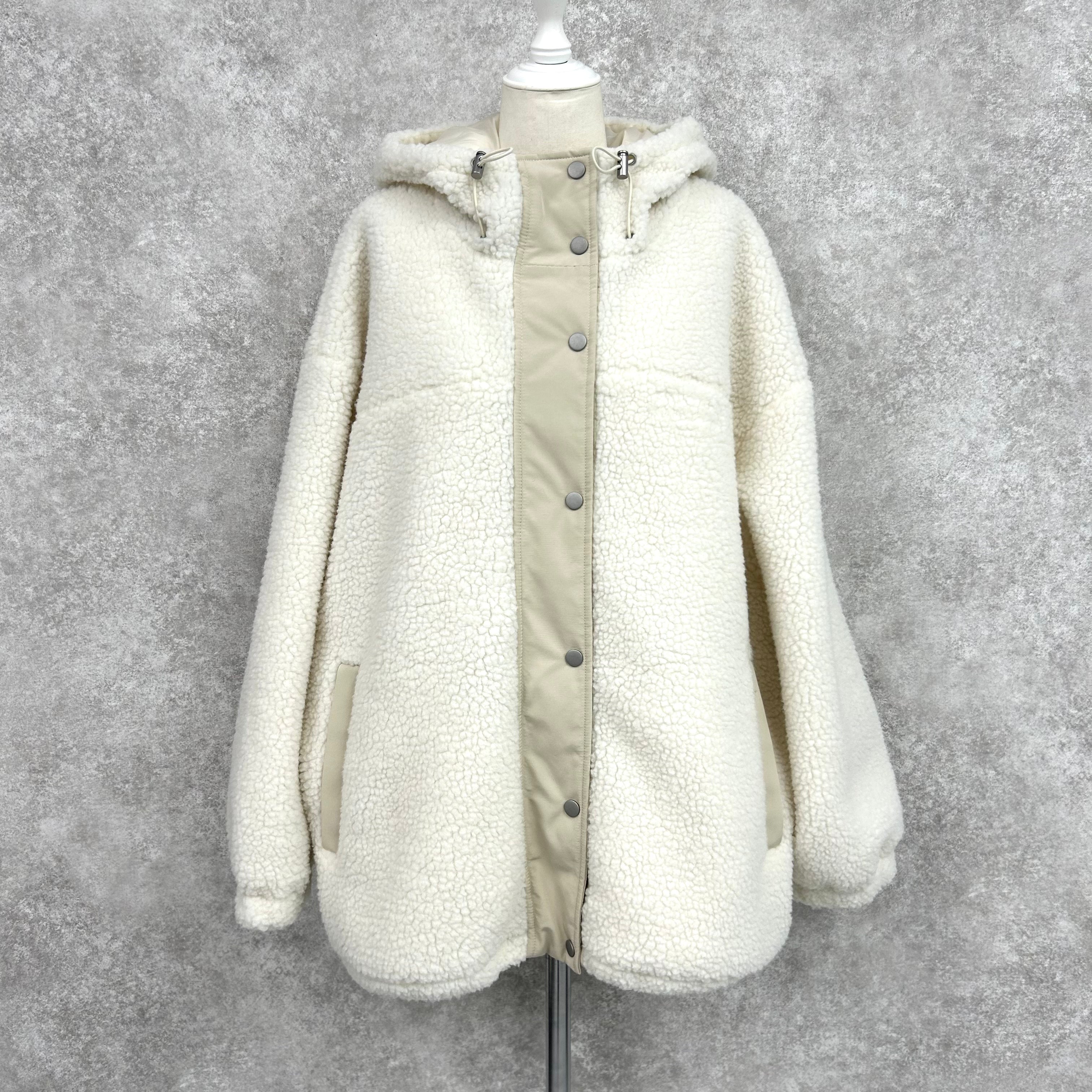 フード付きオーバーサイズボアアウター -アイボリー- ※10/15-21頃より順次配送予