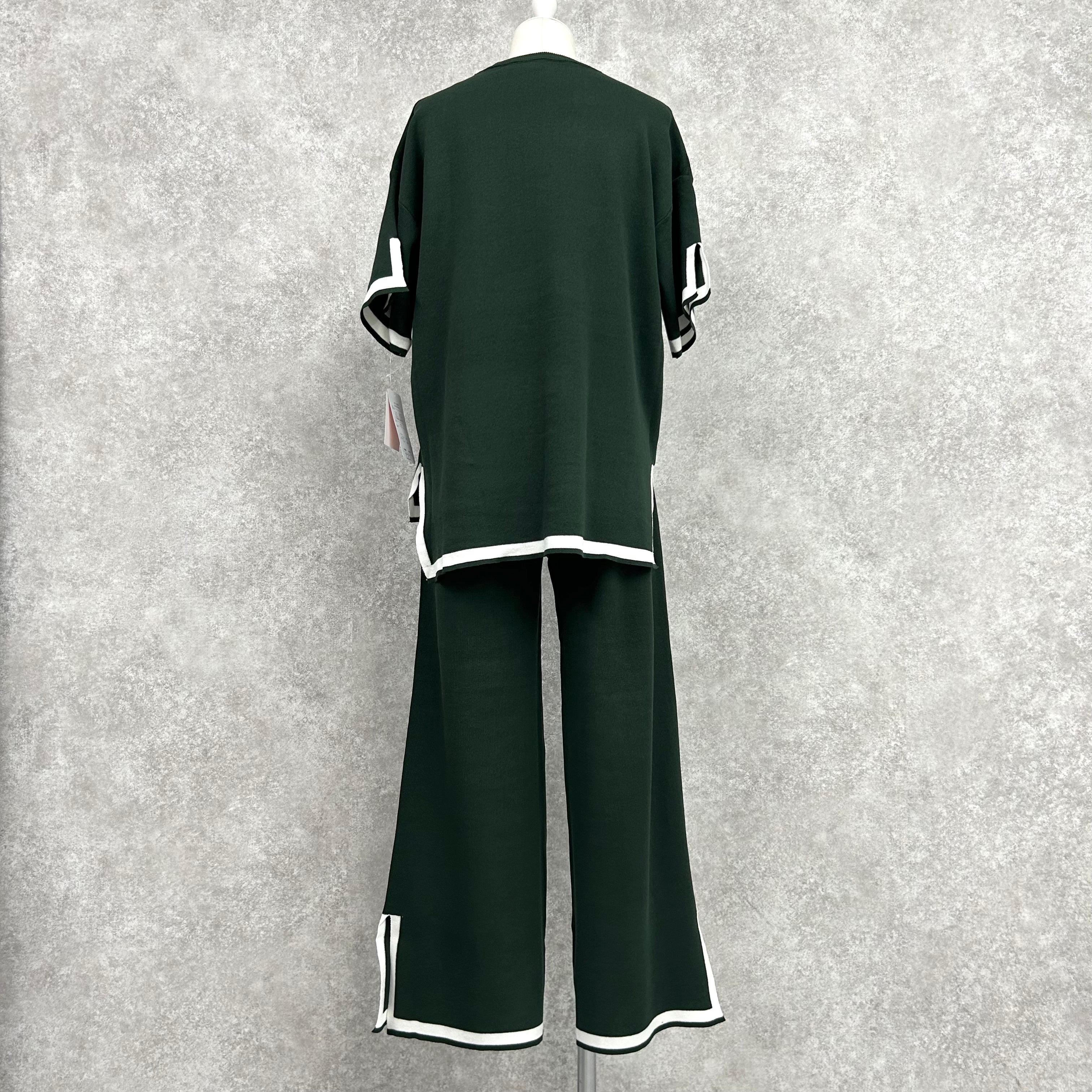 配色ラインニットセットアップ -グリーン- ※10/15〜21より配送予定