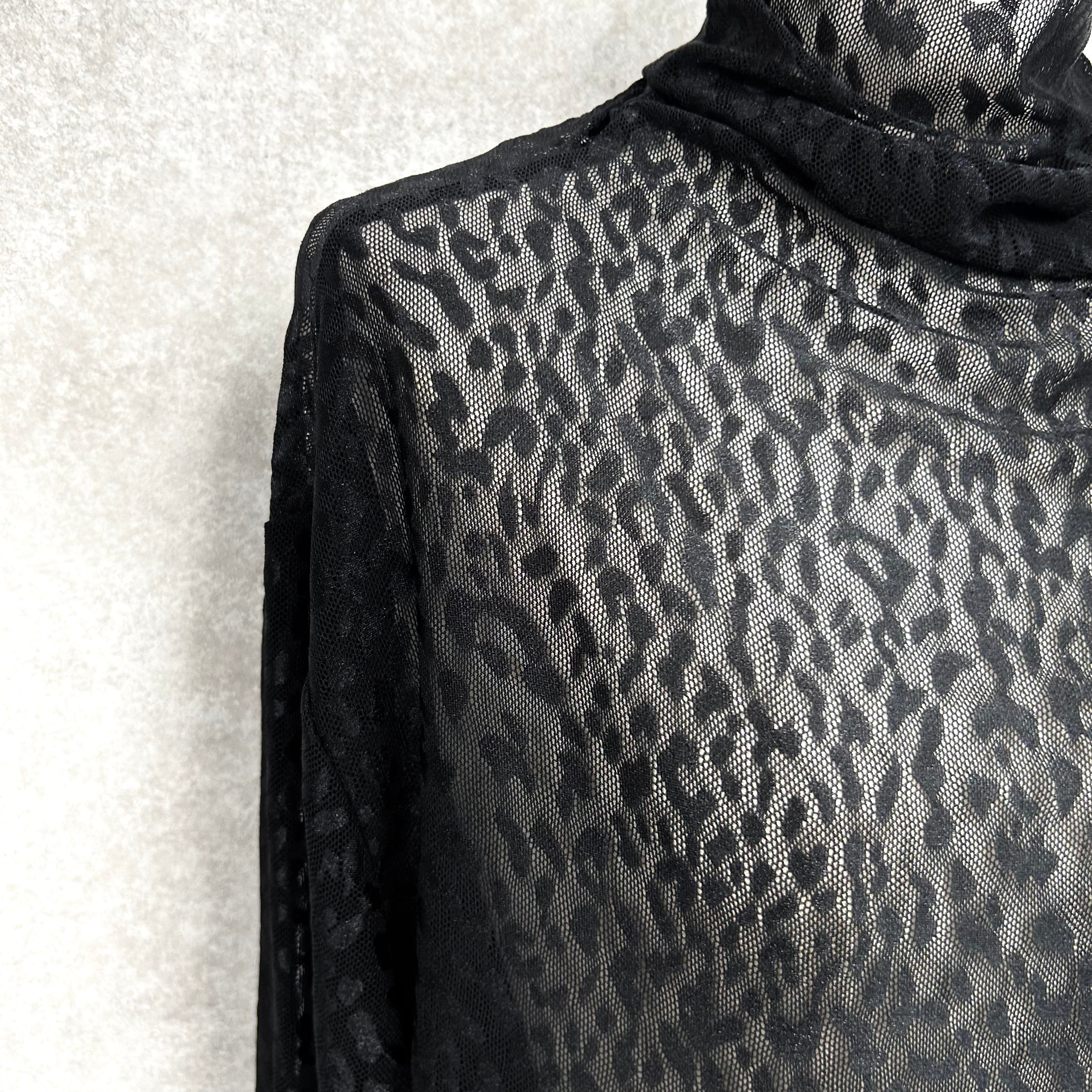 レオパード柄シースルートップス -ブラック- ※10/15-21頃より順次配送予定