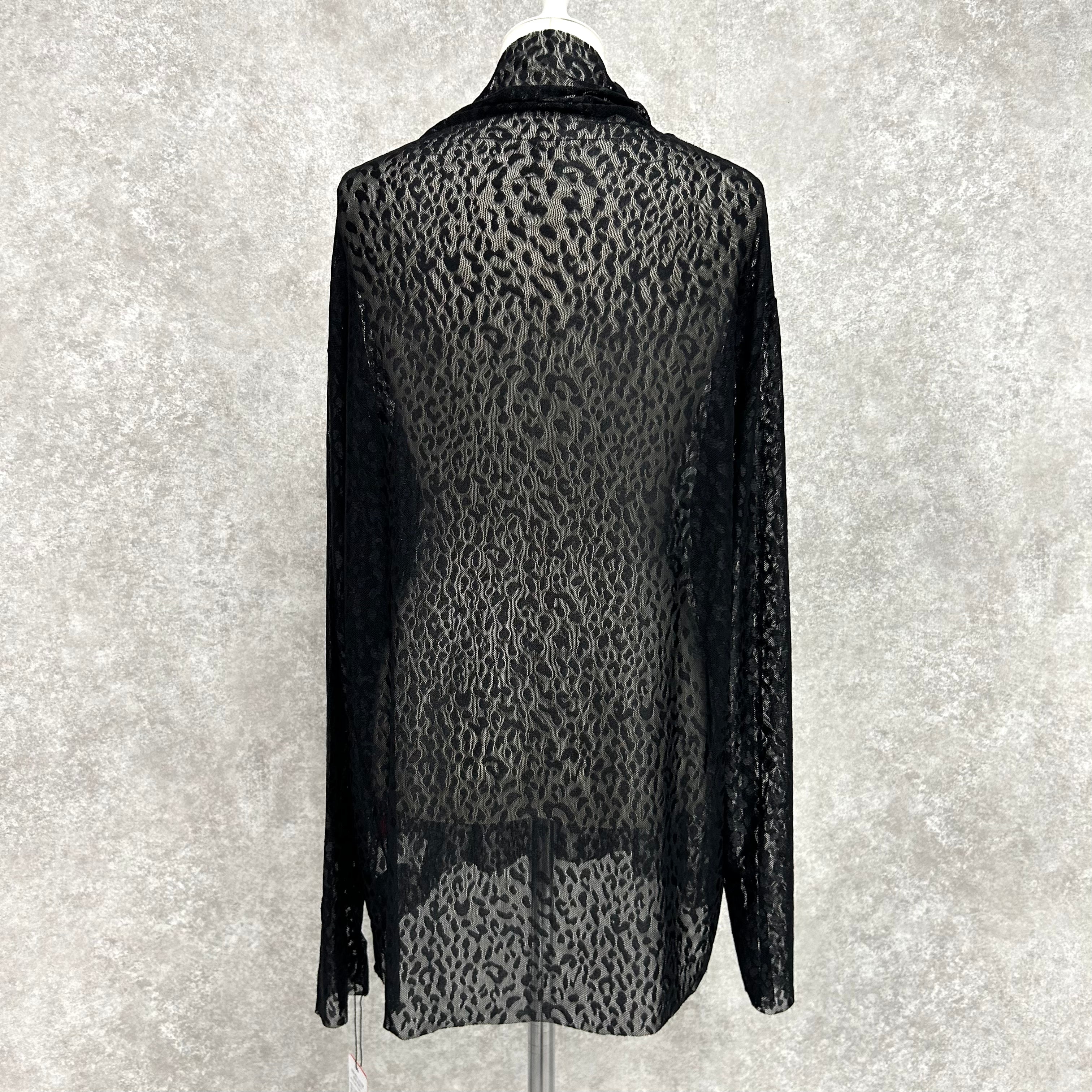 レオパード柄シースルートップス -ブラック- ※10/15-21頃より順次配送予定