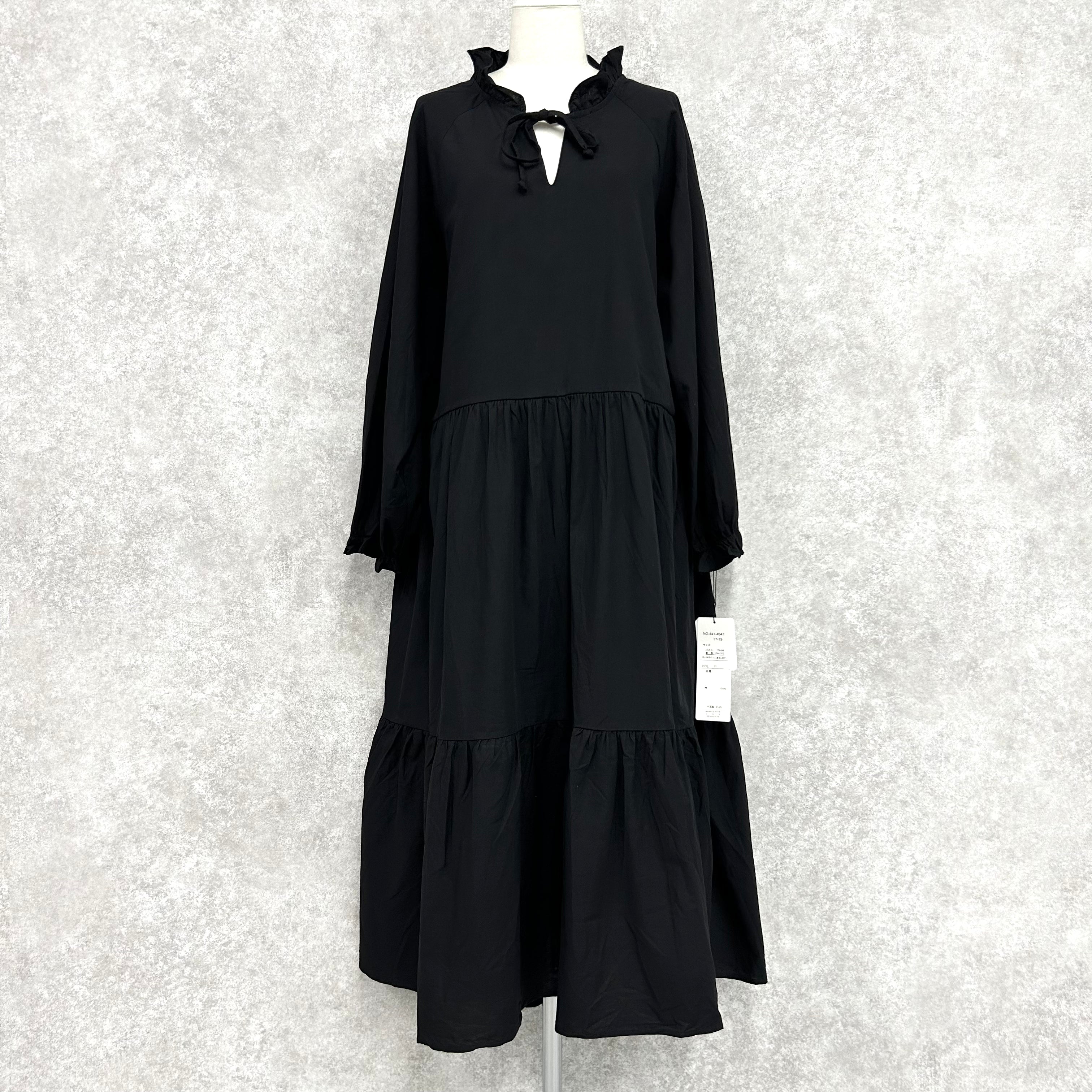 2段ティアードワンピース -ブラック- ※10/15-21頃より順次配送予定