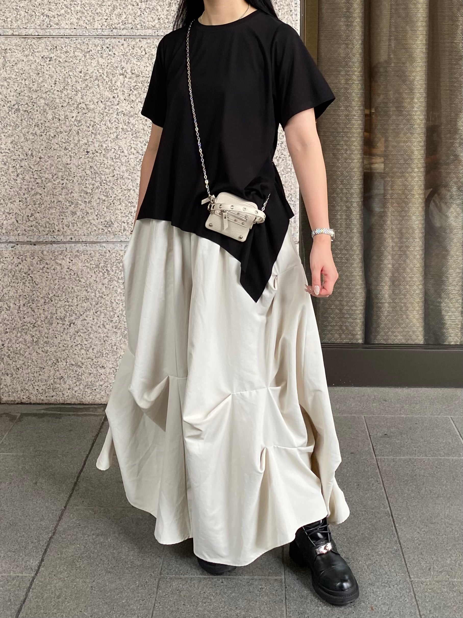 【ASYMM】RANDOM CUT TEE -black-