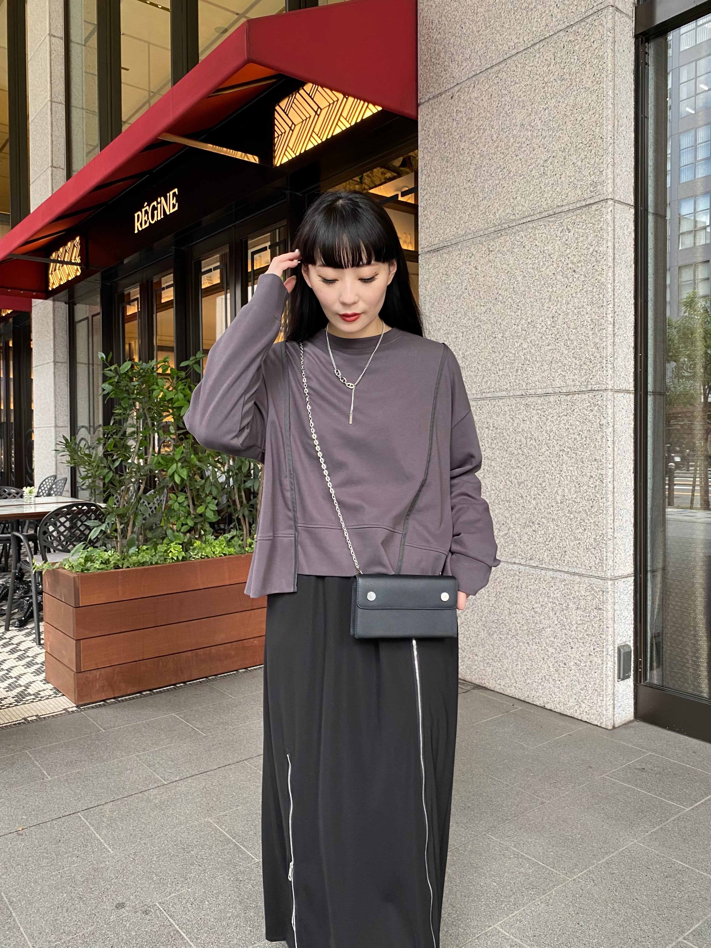 【ASYMM】LINE ZIP SWEAT -charcoal-