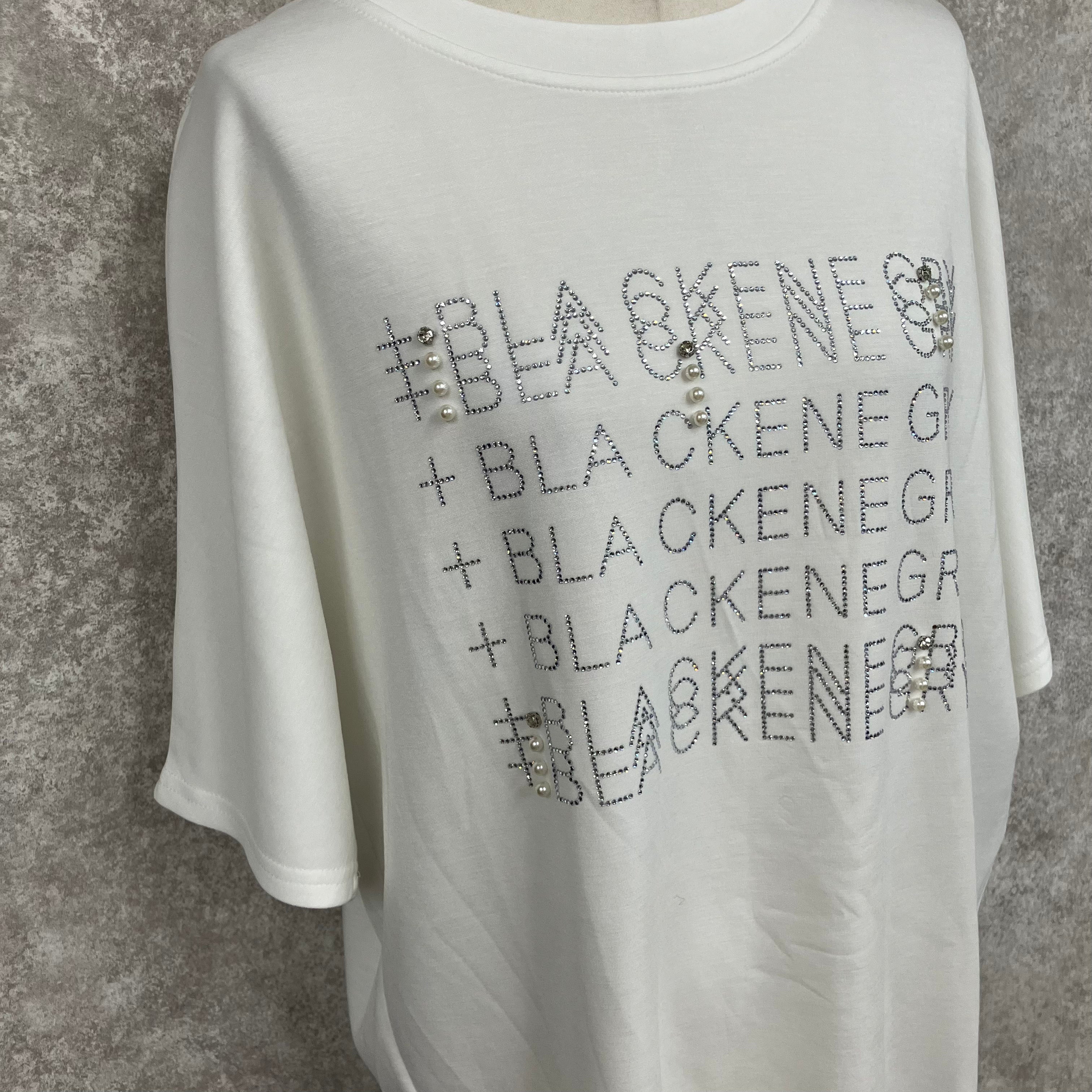 キラキラ英字プリントTシャツ -ホワイト- ※7/16〜22迄に順次発送予定